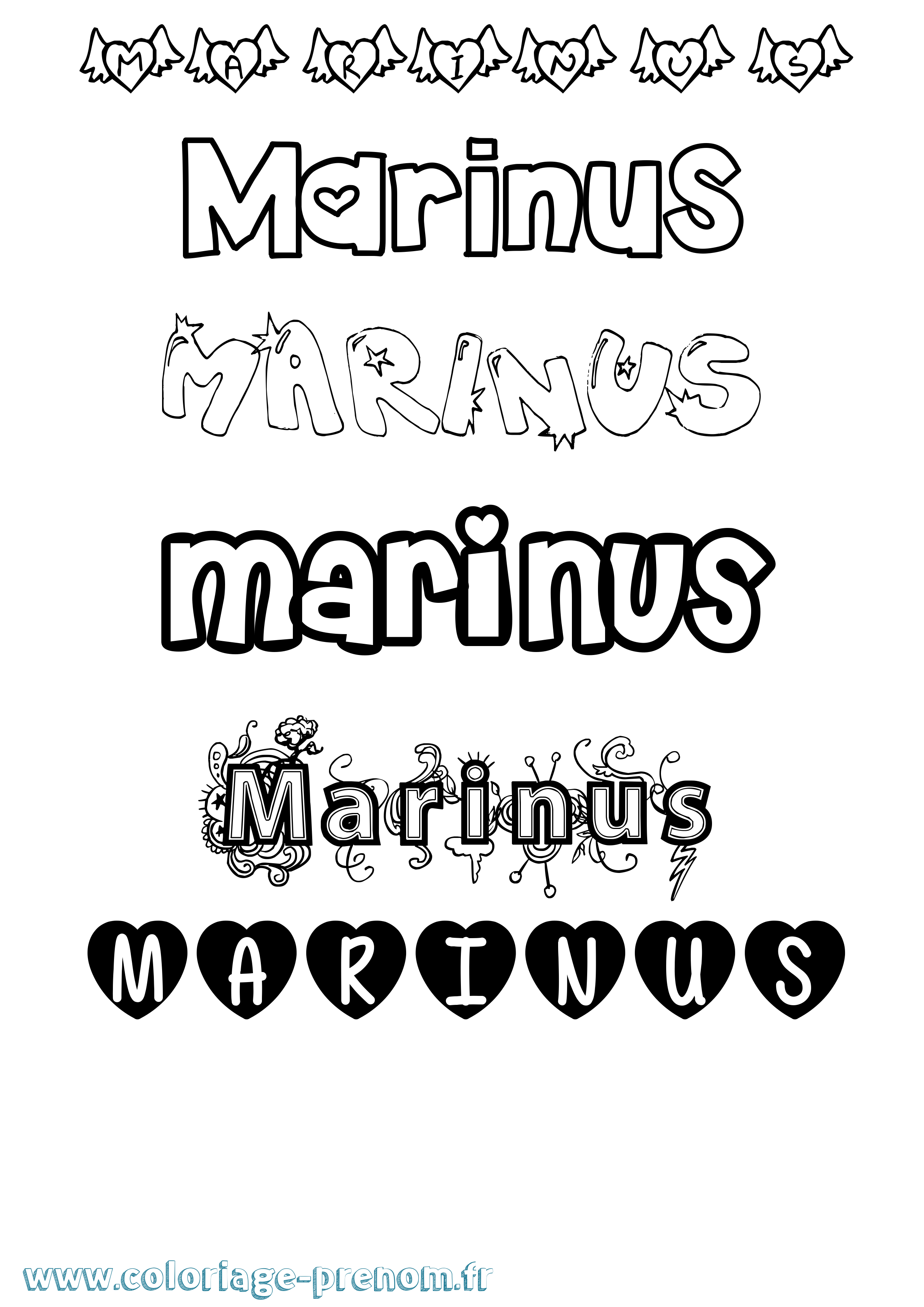 Coloriage prénom Marinus Girly