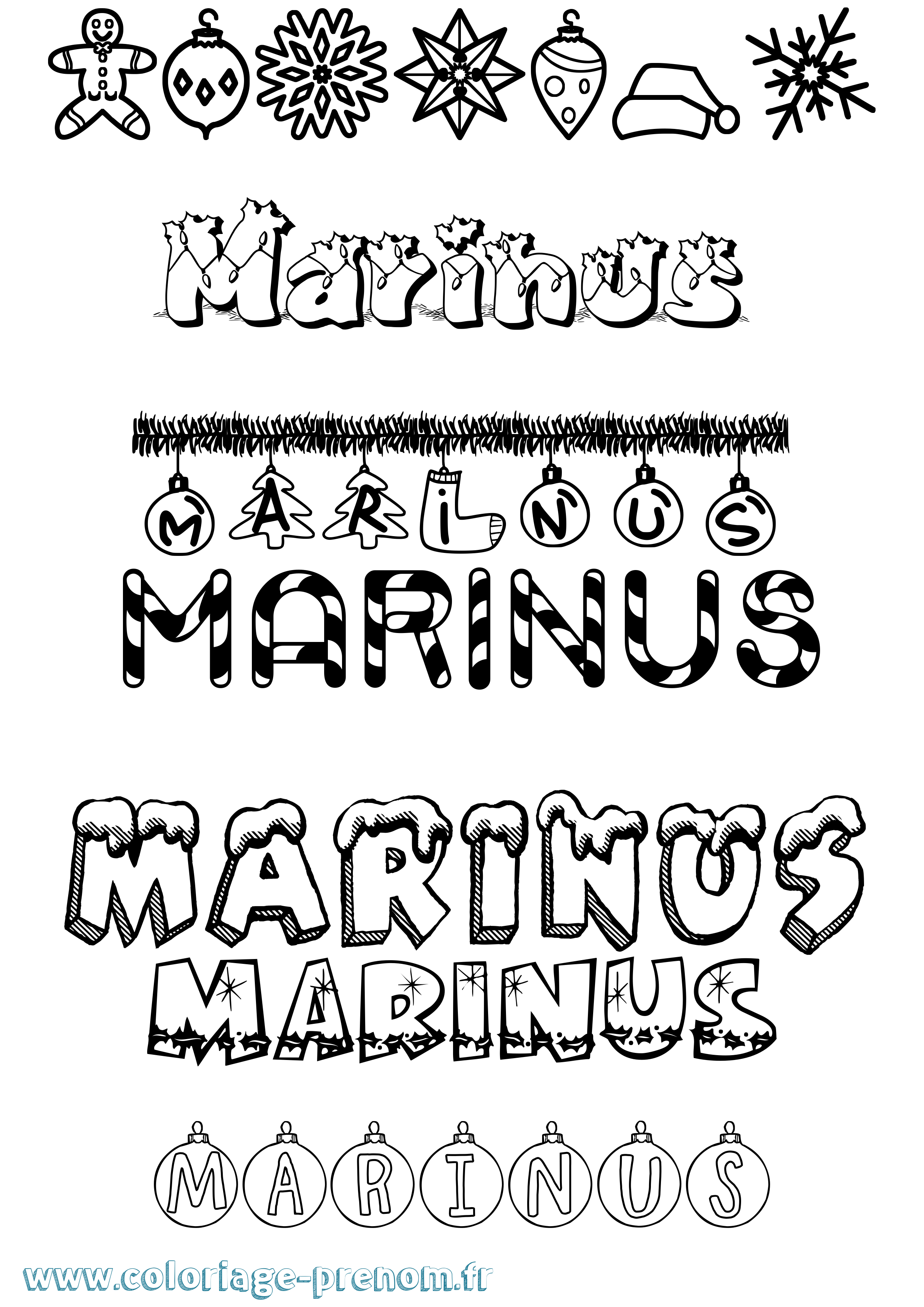 Coloriage prénom Marinus Noël