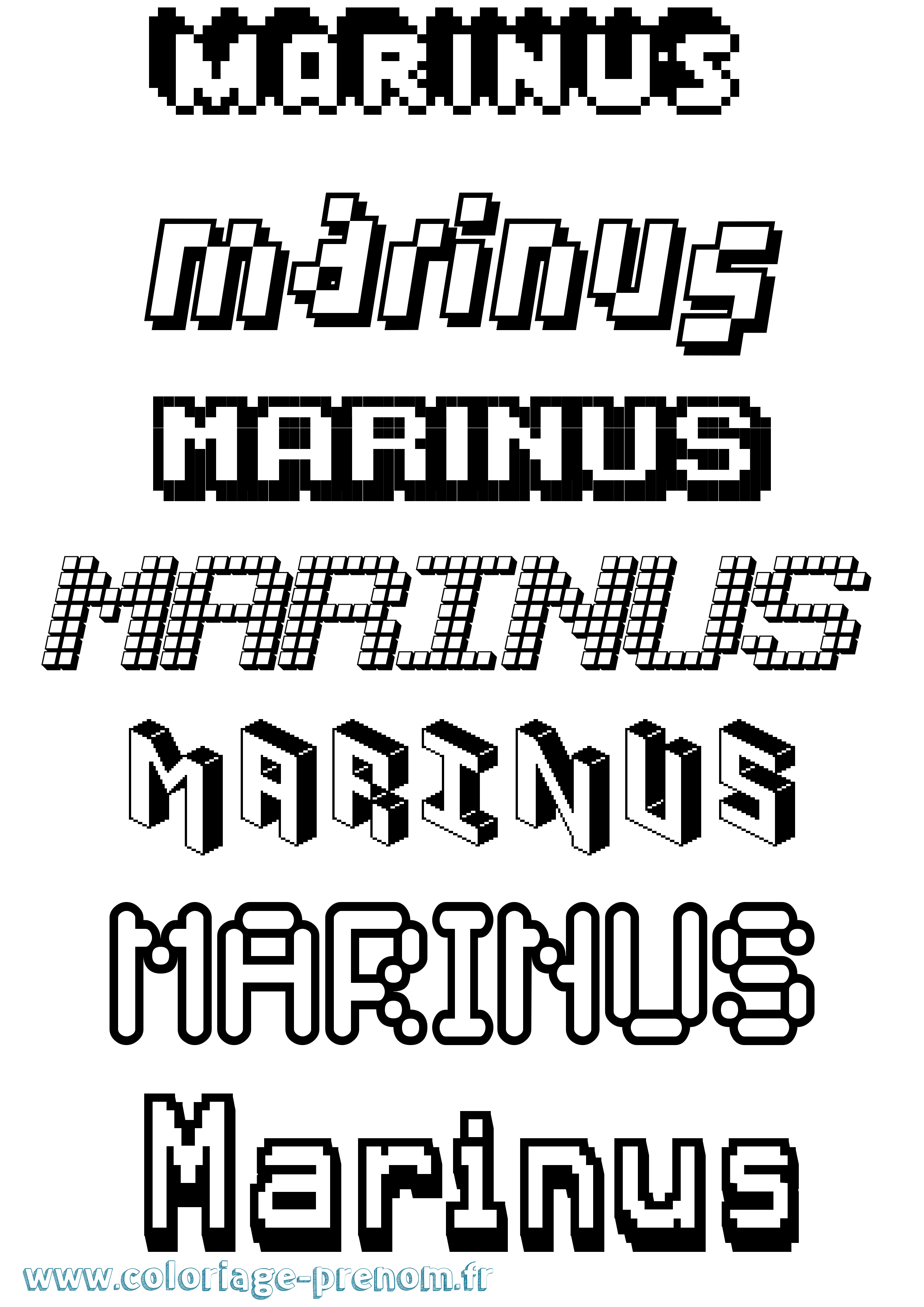 Coloriage prénom Marinus Pixel