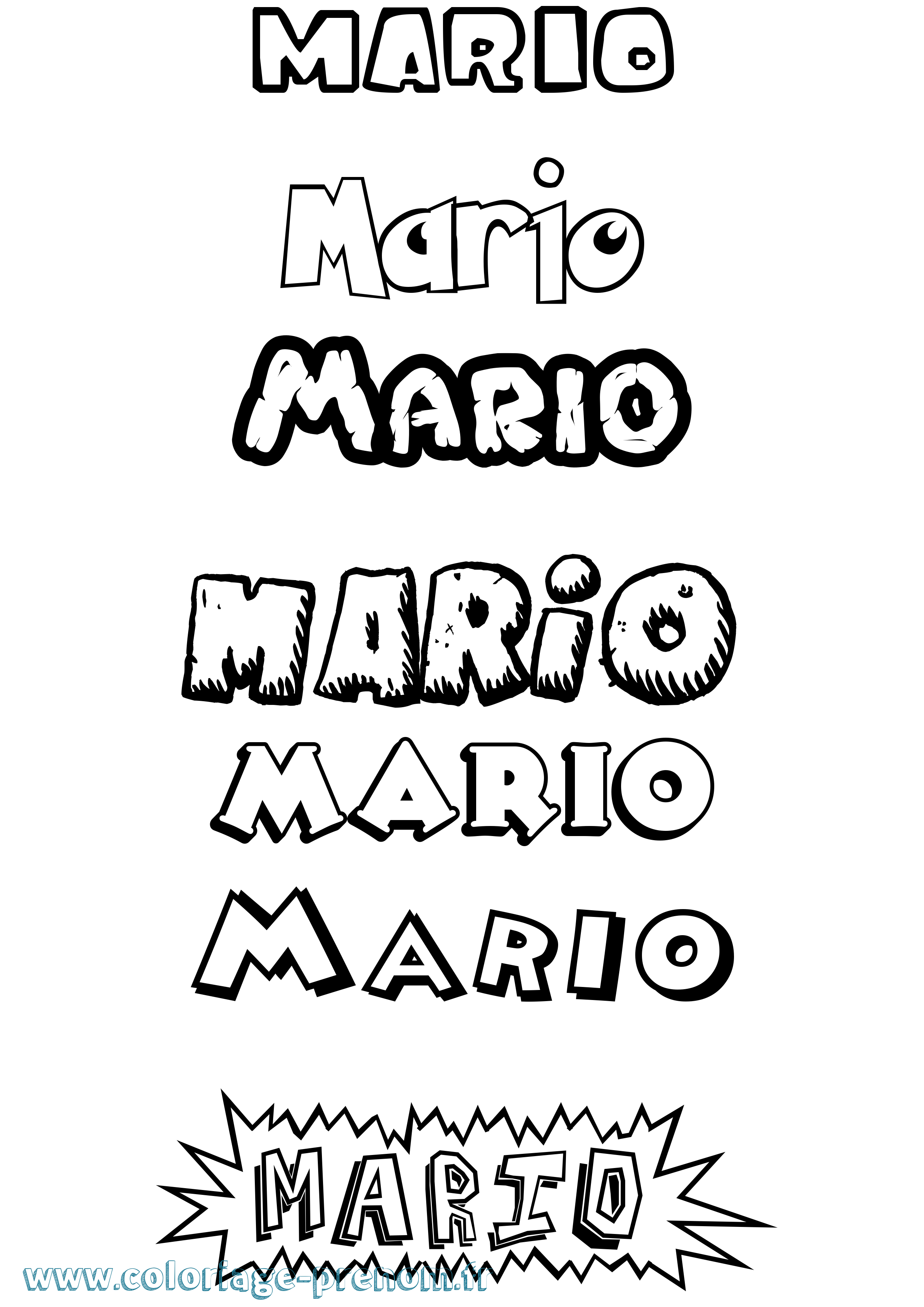 Coloriage Mario Dessin Animé Coloriage prénom Mario Dessin Animé