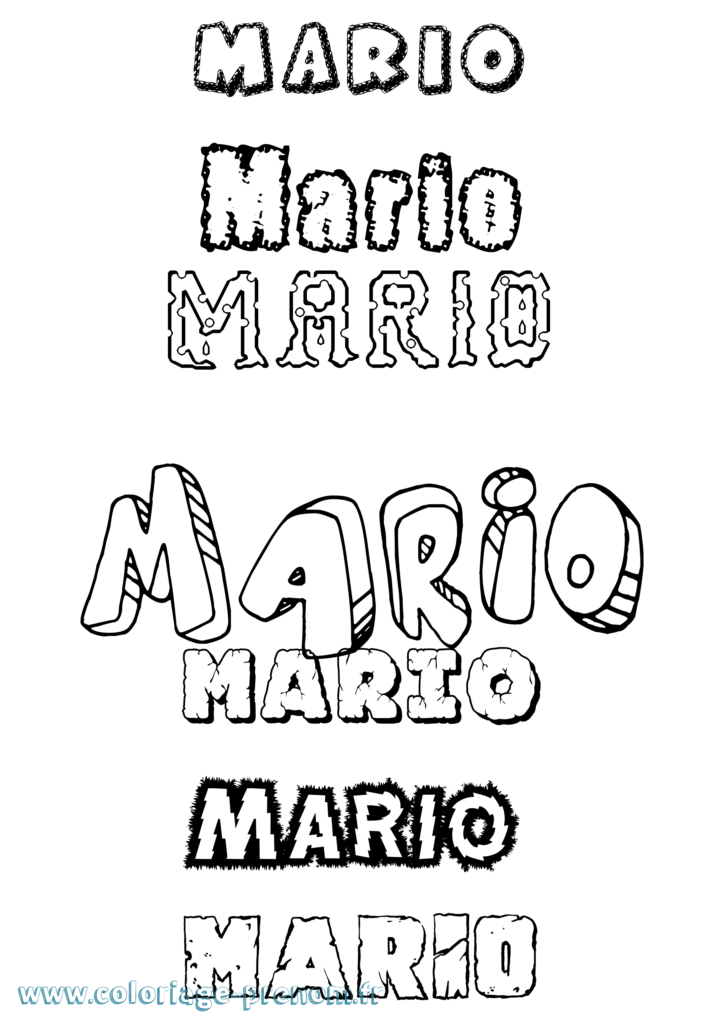 Coloriage Mario Destructuré Coloriage prénom Mario Destructuré