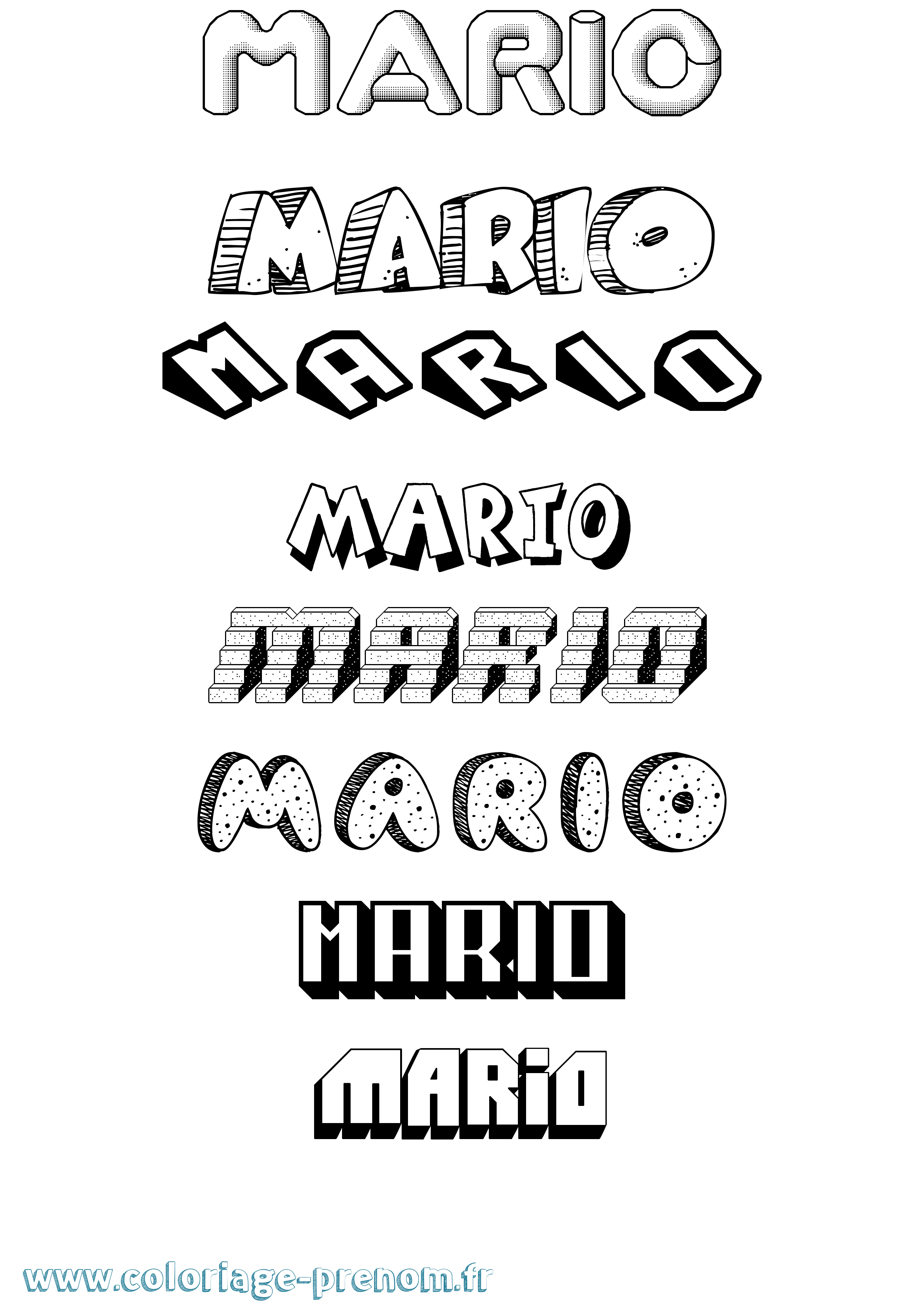 Coloriage Mario Effet 3D Coloriage prénom Mario Effet 3D