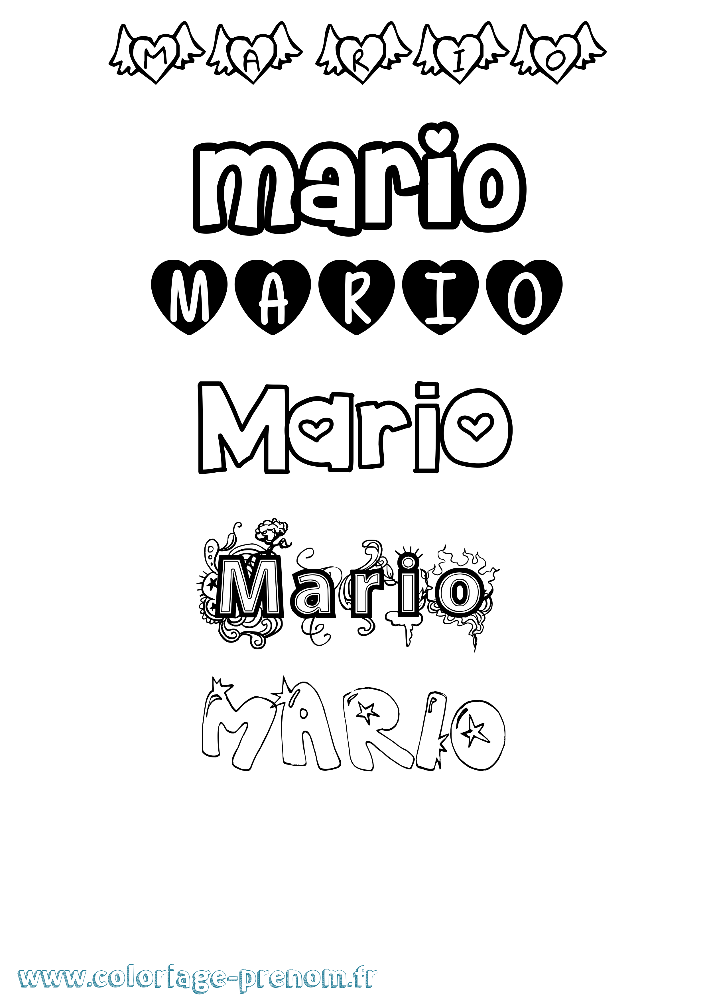 Coloriage Mario Girly Coloriage prénom Mario Girly