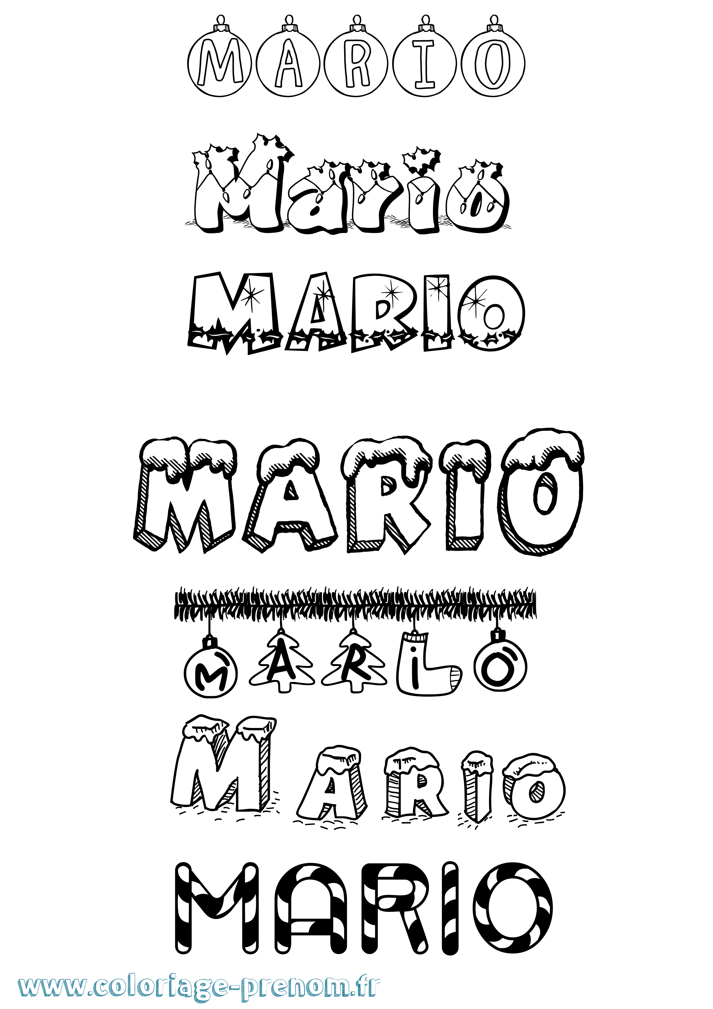 Coloriage Mario Noël Coloriage prénom Mario Noël