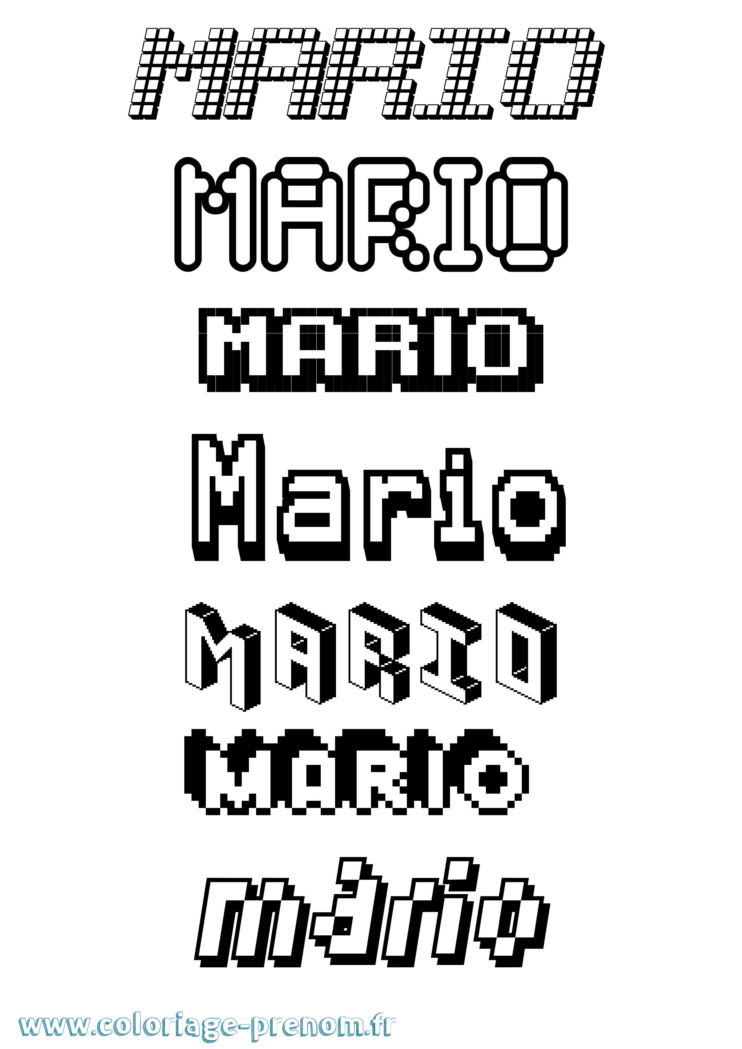 Coloriage prénom Mario