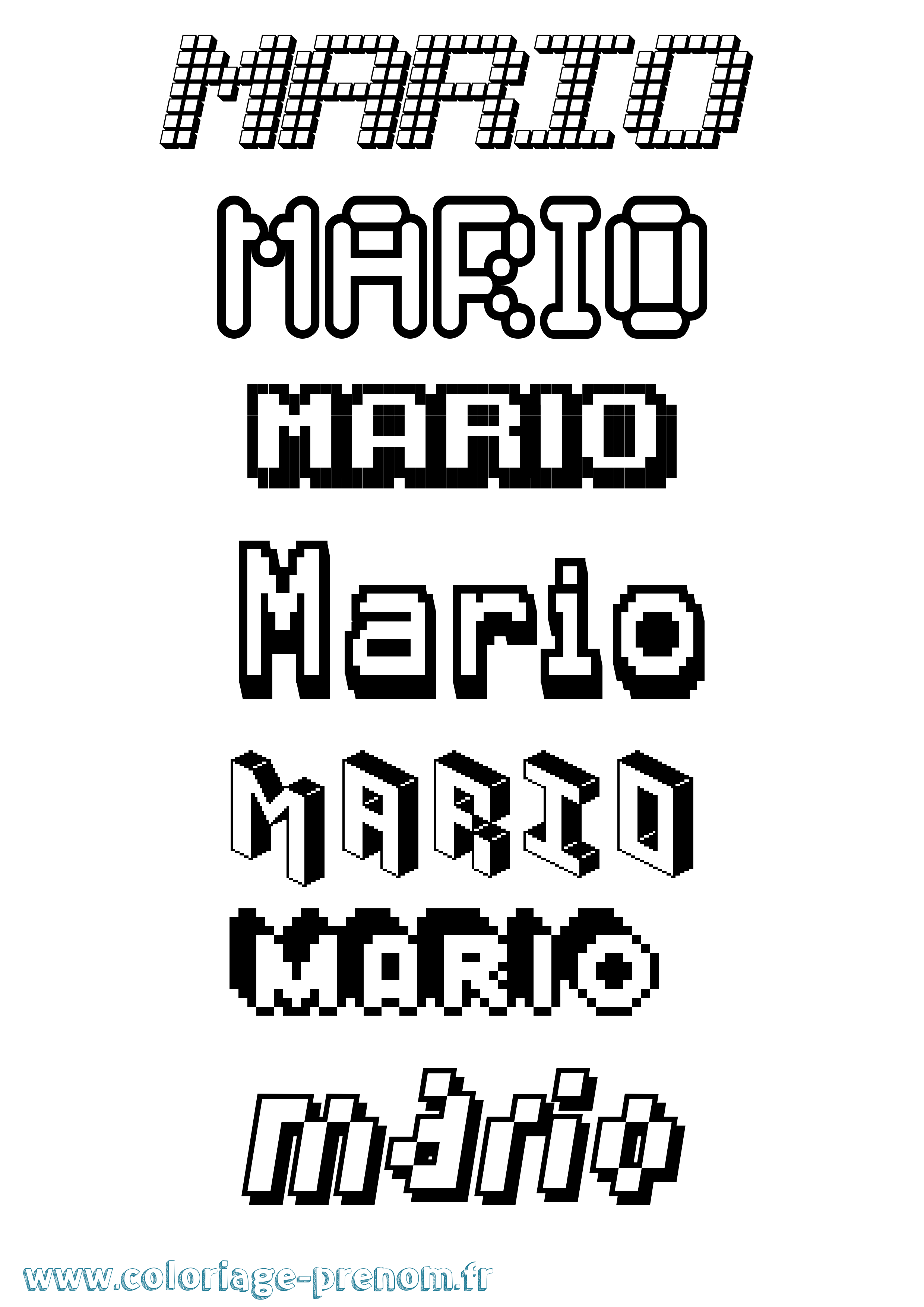 Coloriage Mario Pixel Coloriage prénom Mario Pixel
