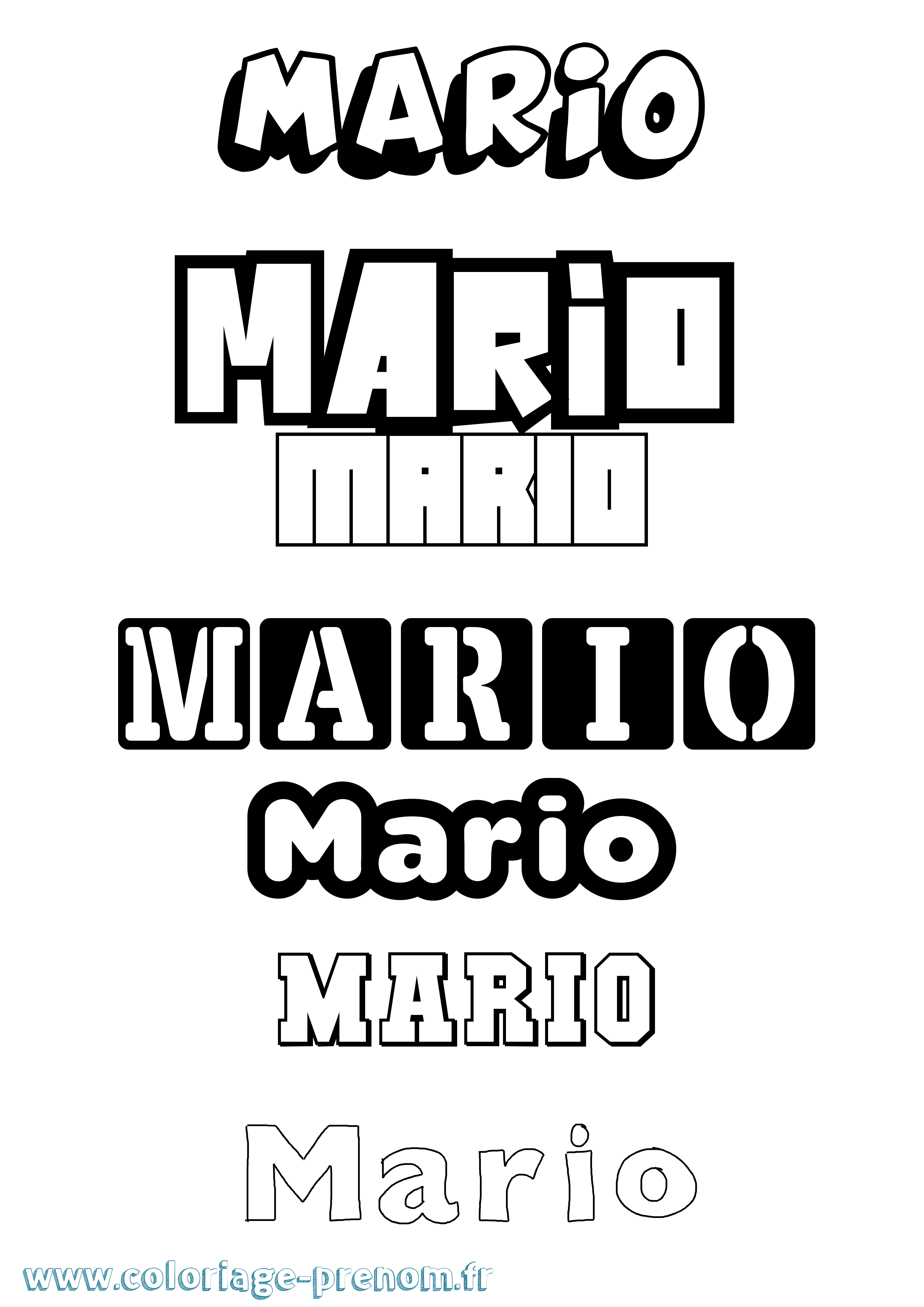 Coloriage Mario Simple Coloriage prénom Mario Simple
