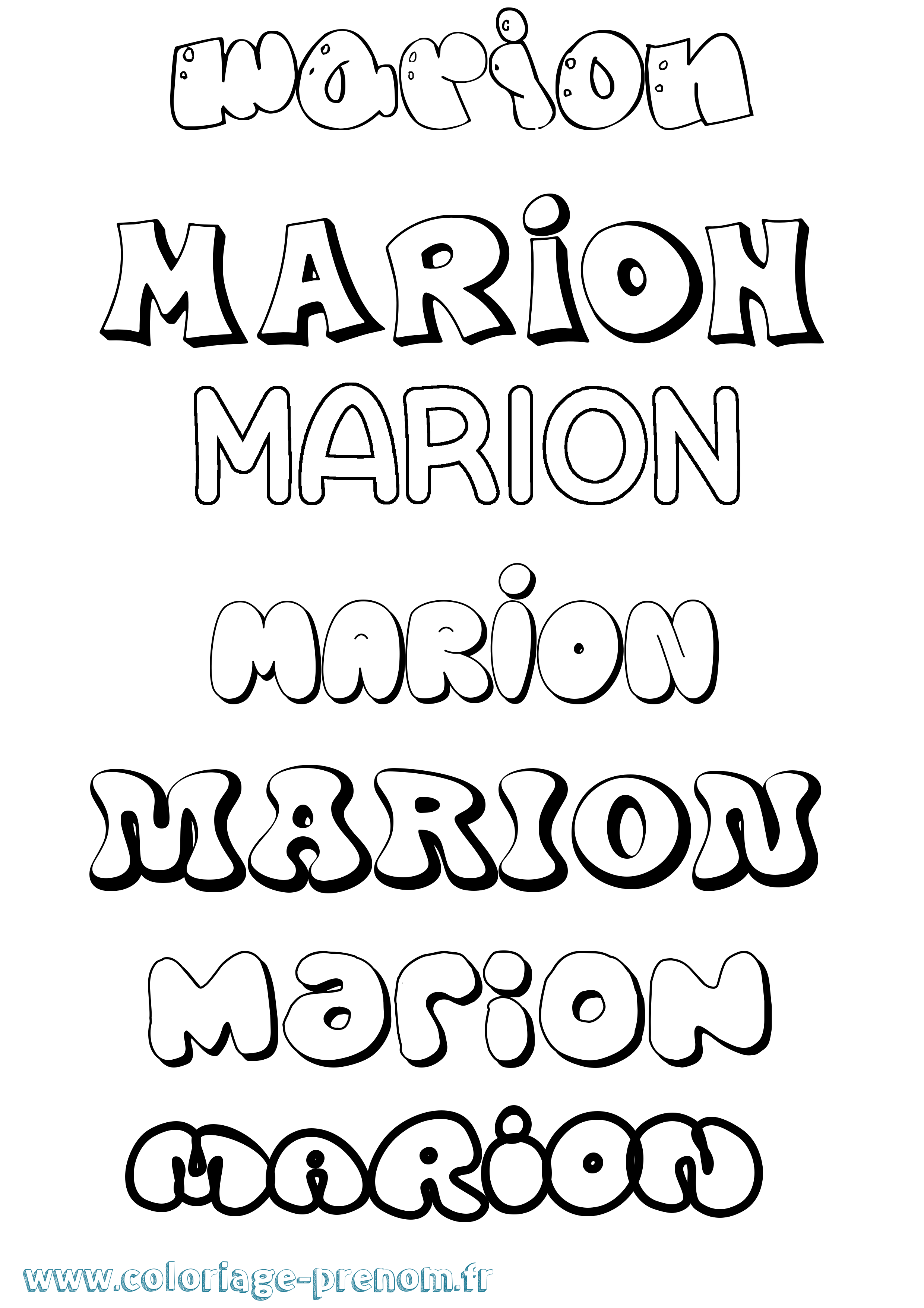 Coloriage prénom Marion Bubble