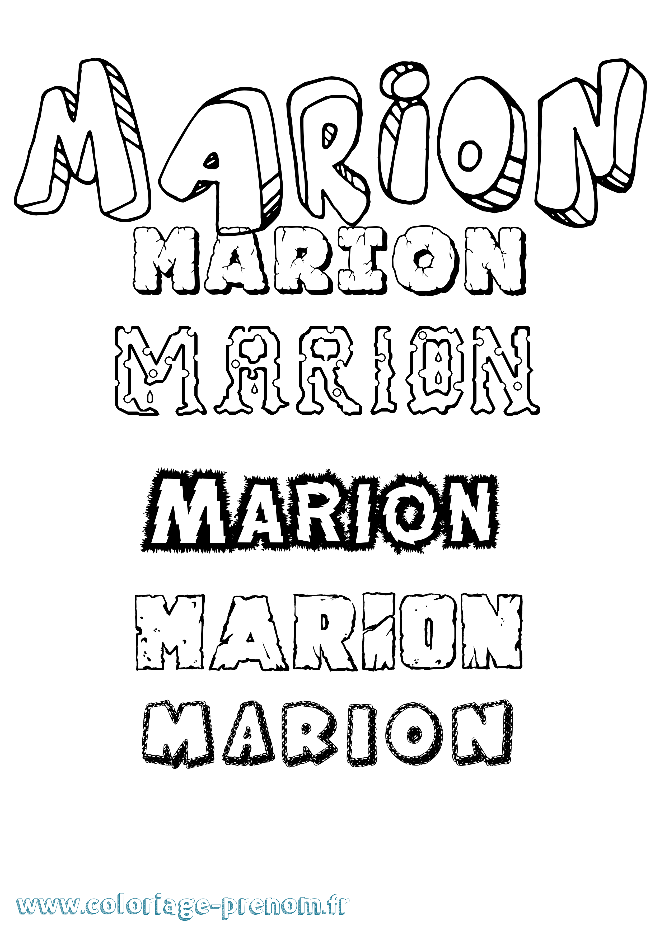 Coloriage prénom Marion Destructuré
