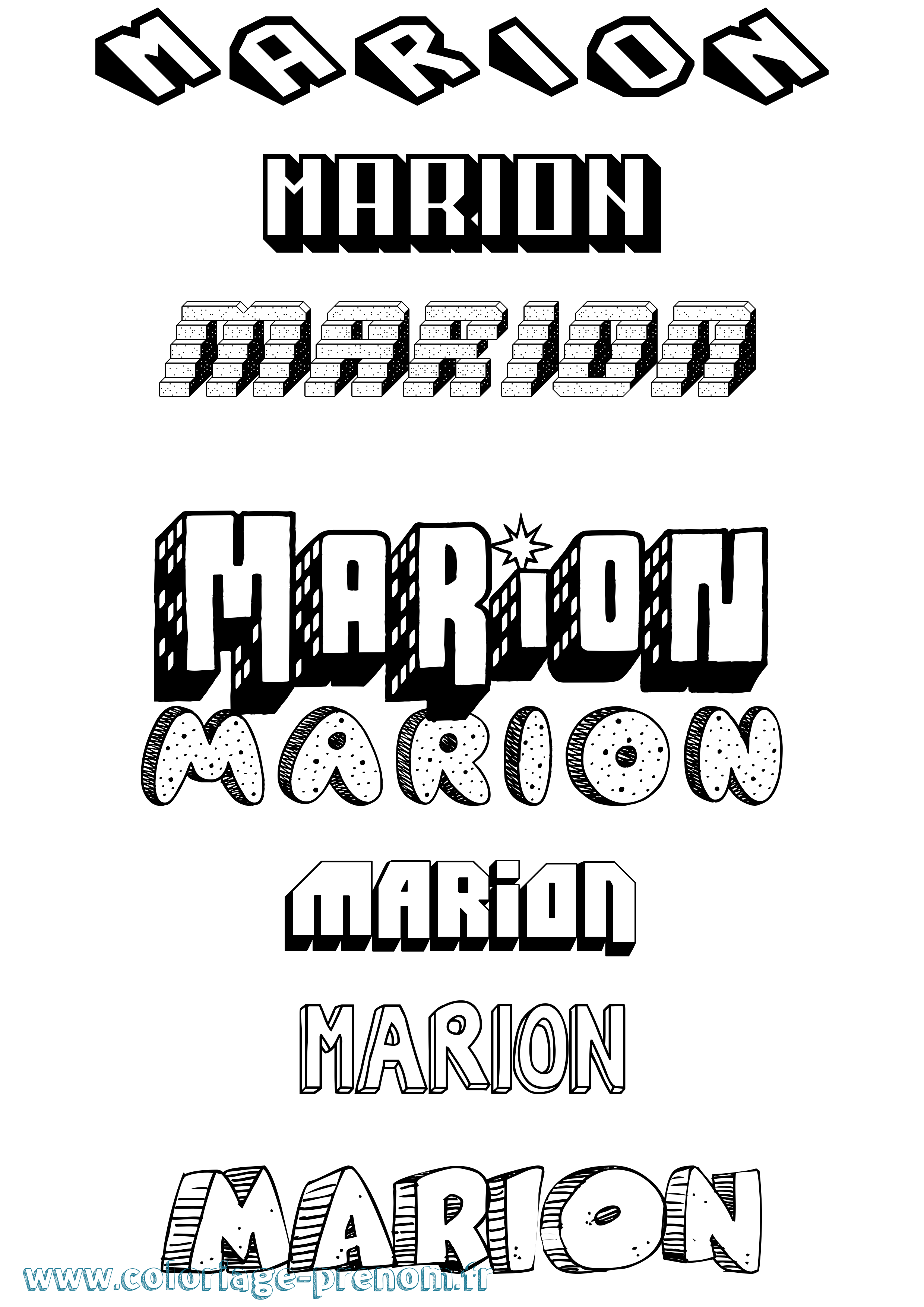 Coloriage prénom Marion Effet 3D