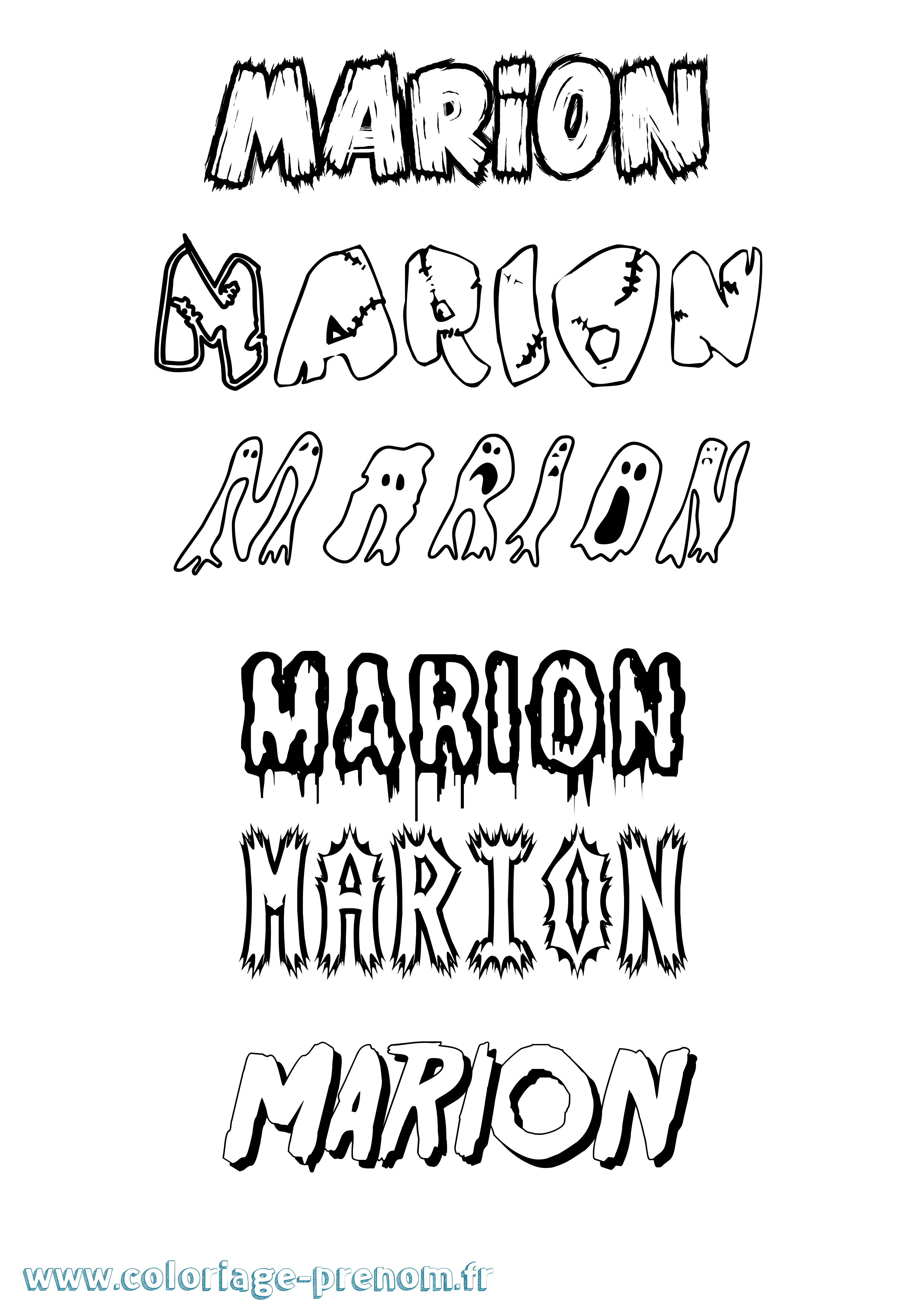 Coloriage prénom Marion Frisson