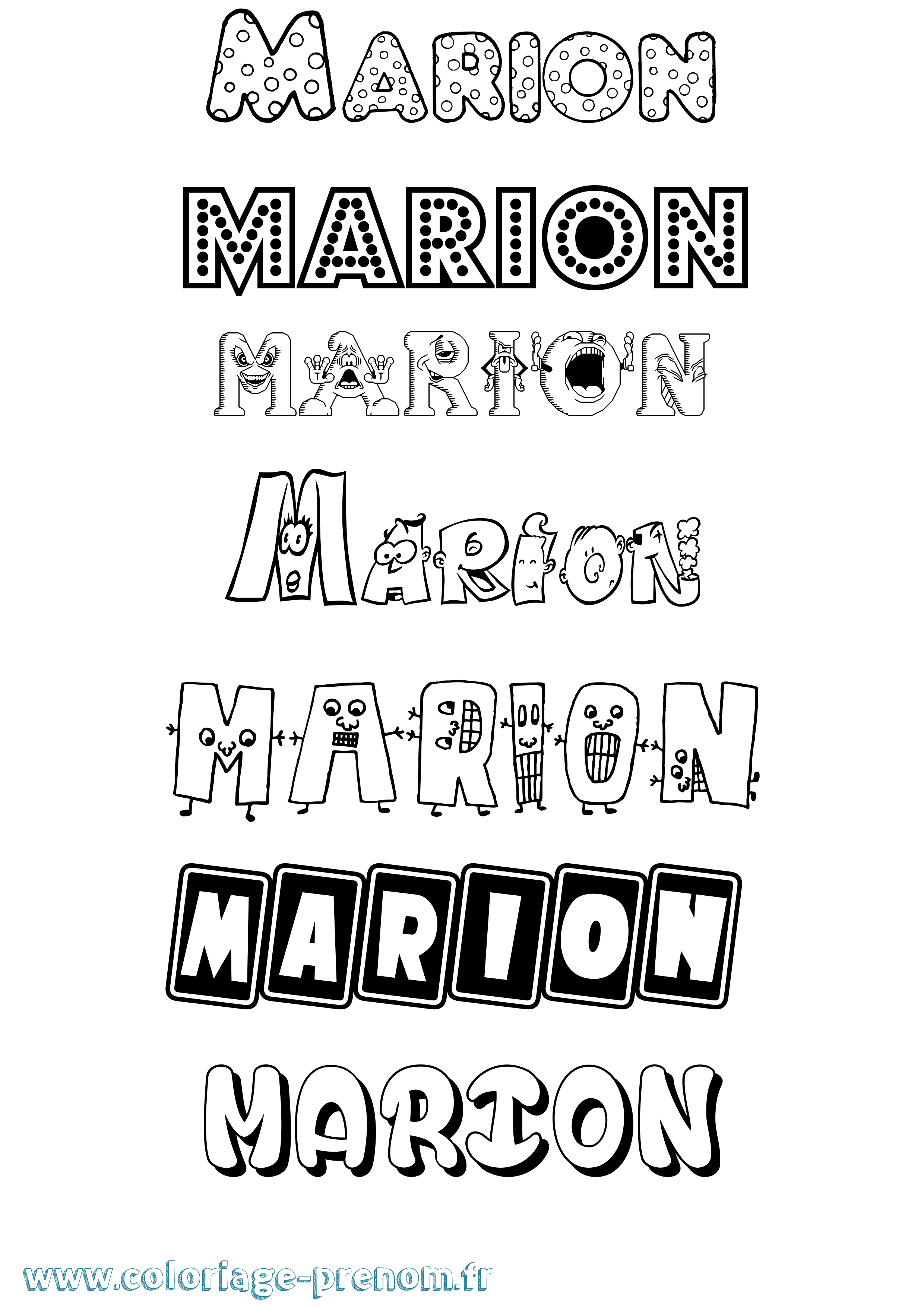 Coloriage prénom Marion Fun