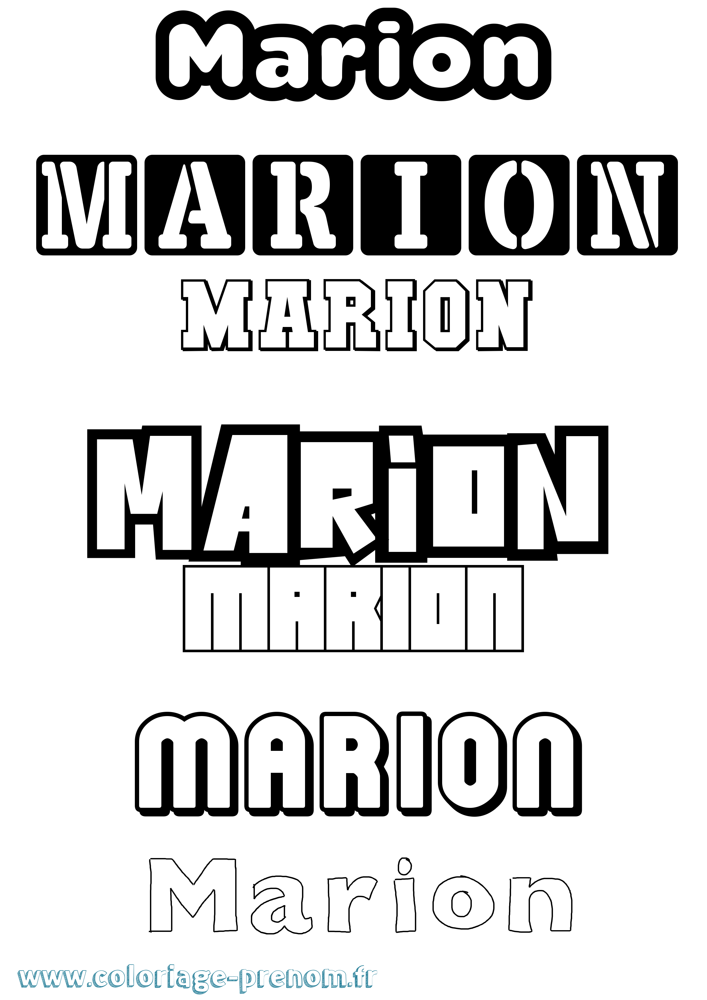 Coloriage prénom Marion Simple