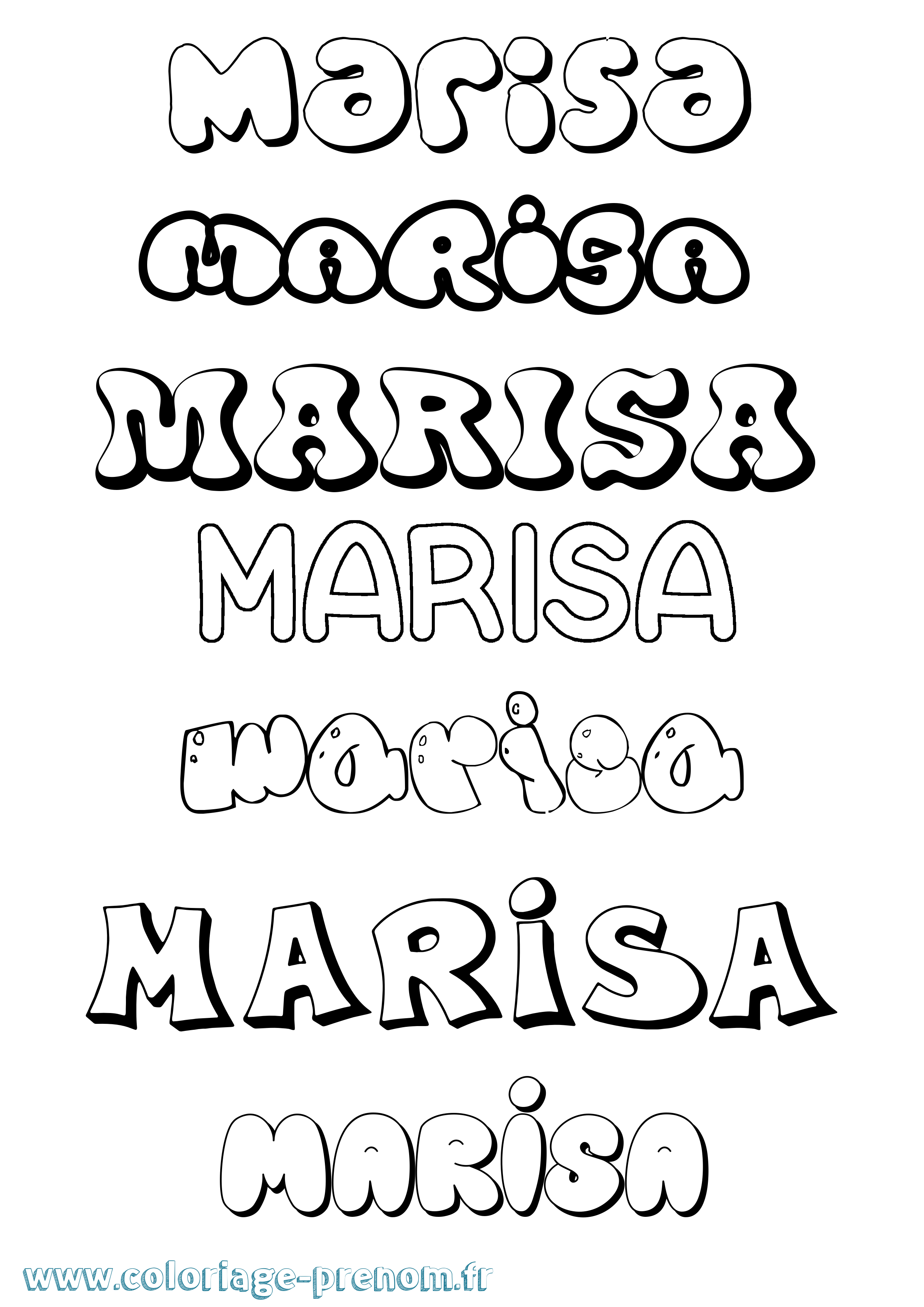 Coloriage prénom Marisa Bubble