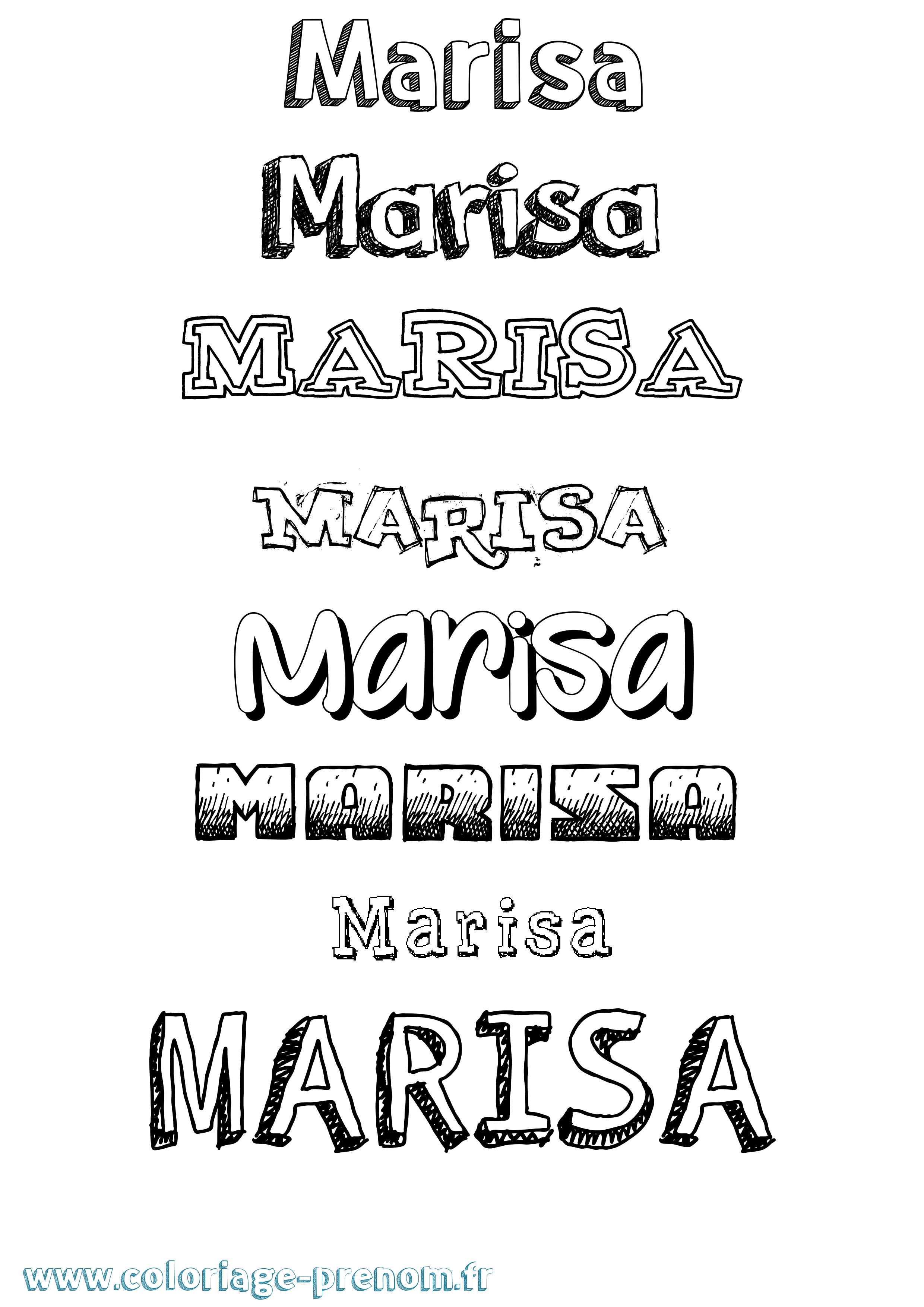 Coloriage prénom Marisa Dessiné
