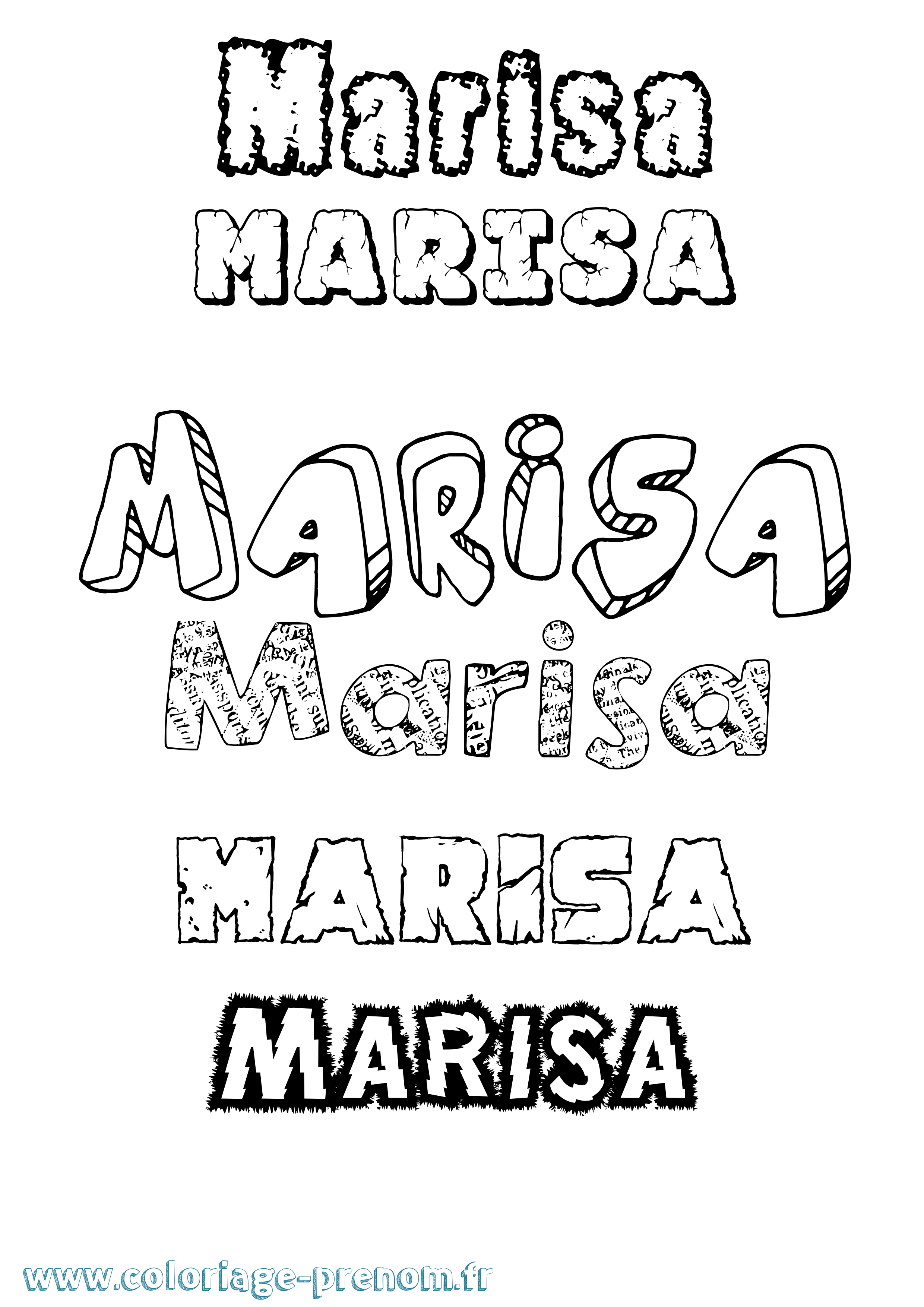 Coloriage Marisa Destructuré Coloriage prénom Marisa Destructuré