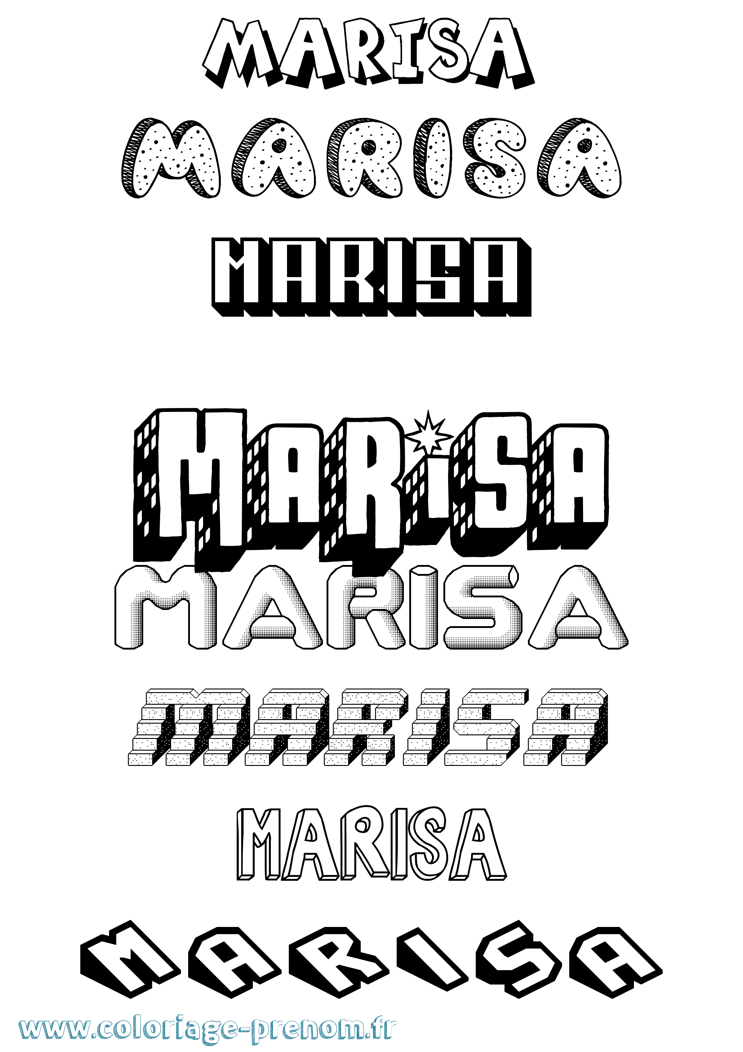 Coloriage prénom Marisa Effet 3D