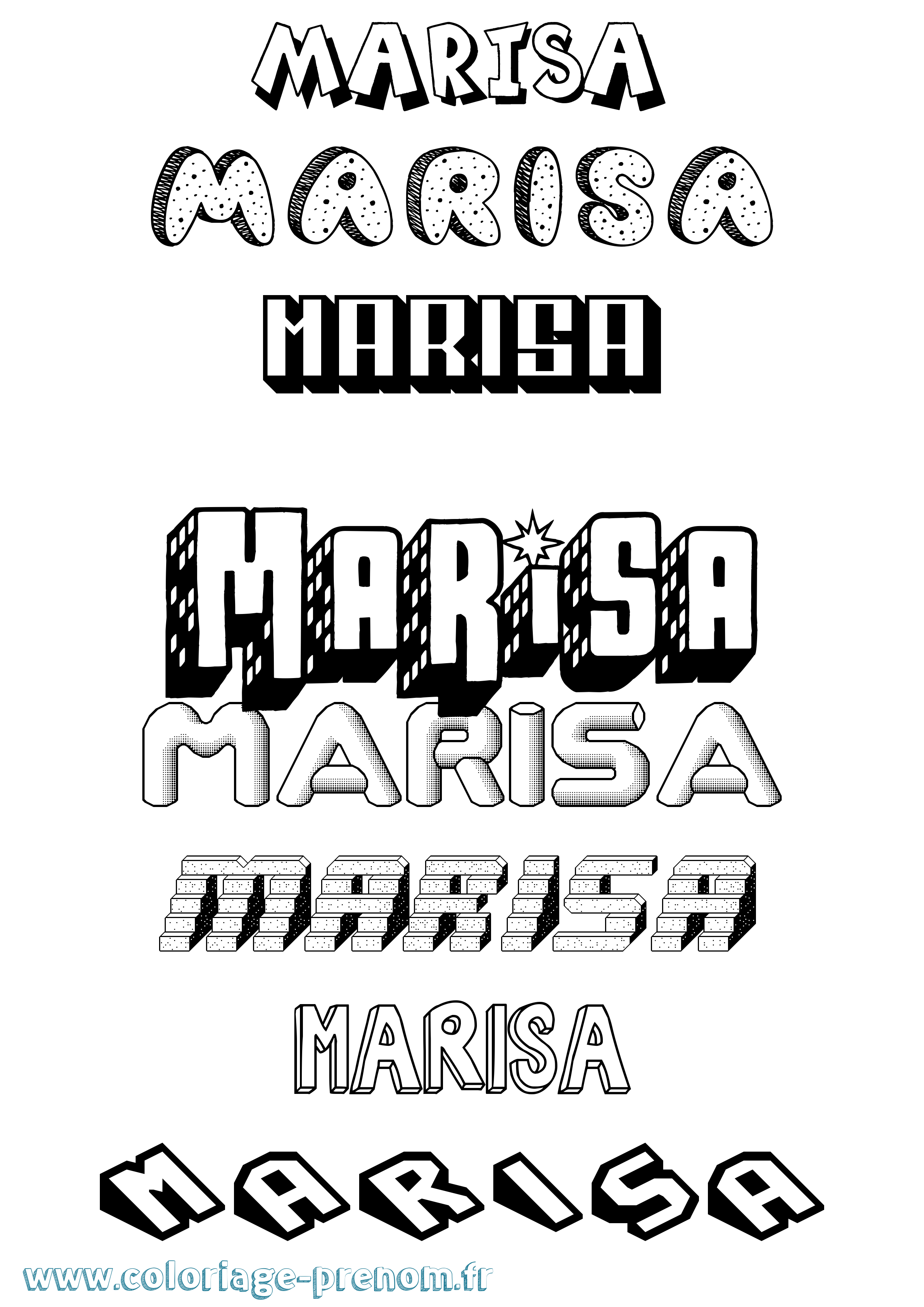 Coloriage Marisa Effet 3D Coloriage prénom Marisa Effet 3D