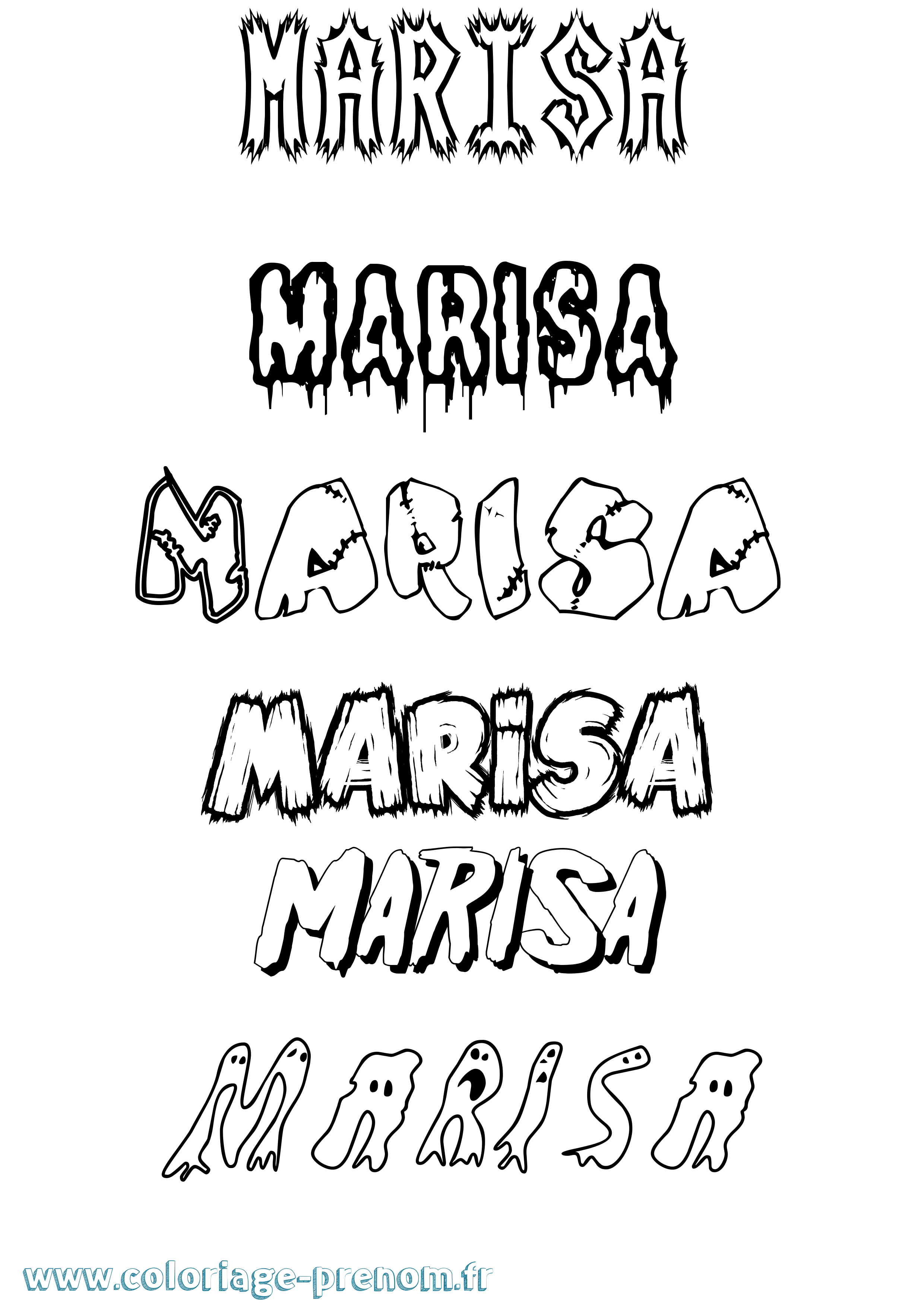 Coloriage prénom Marisa Frisson