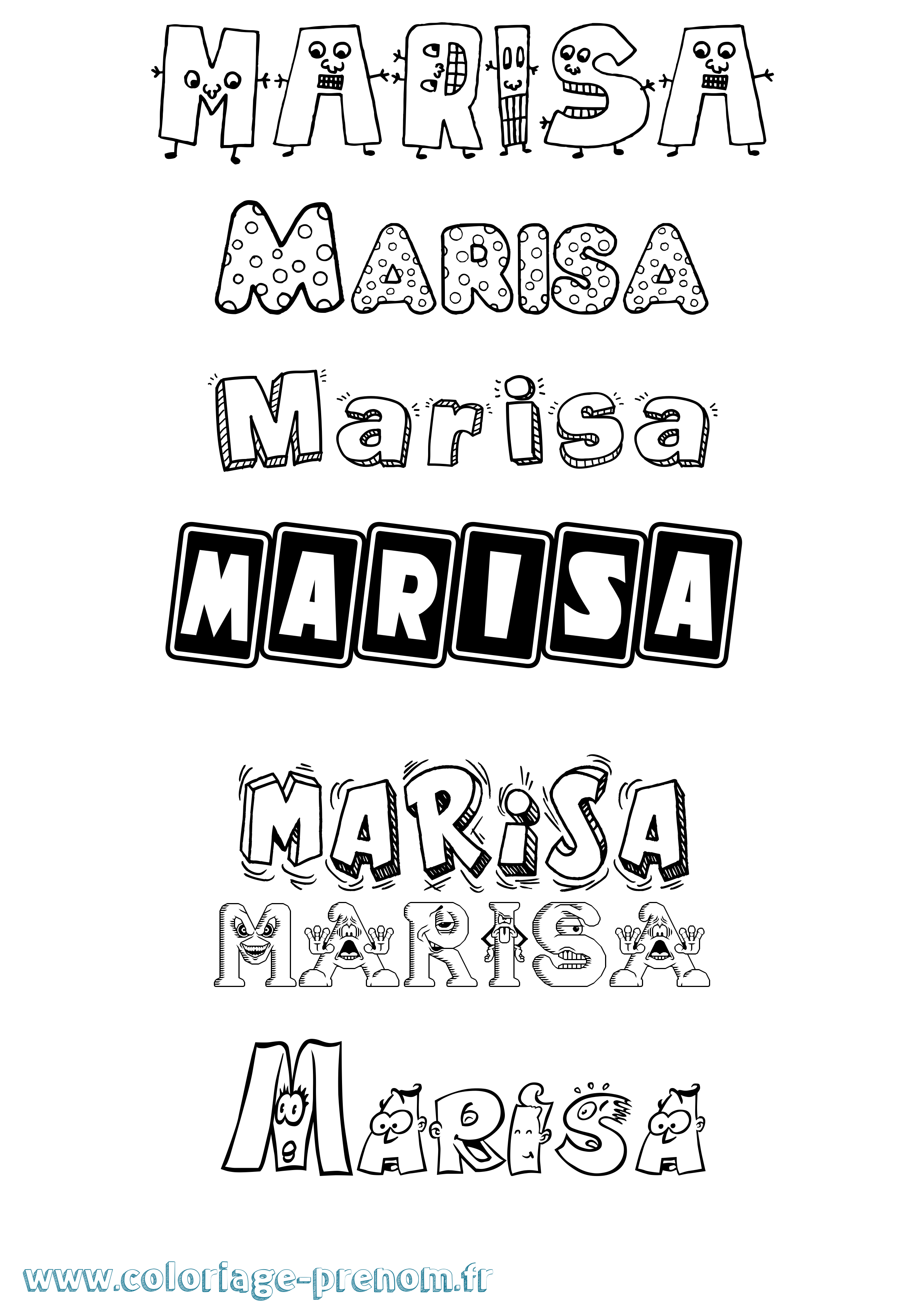 Coloriage prénom Marisa Fun