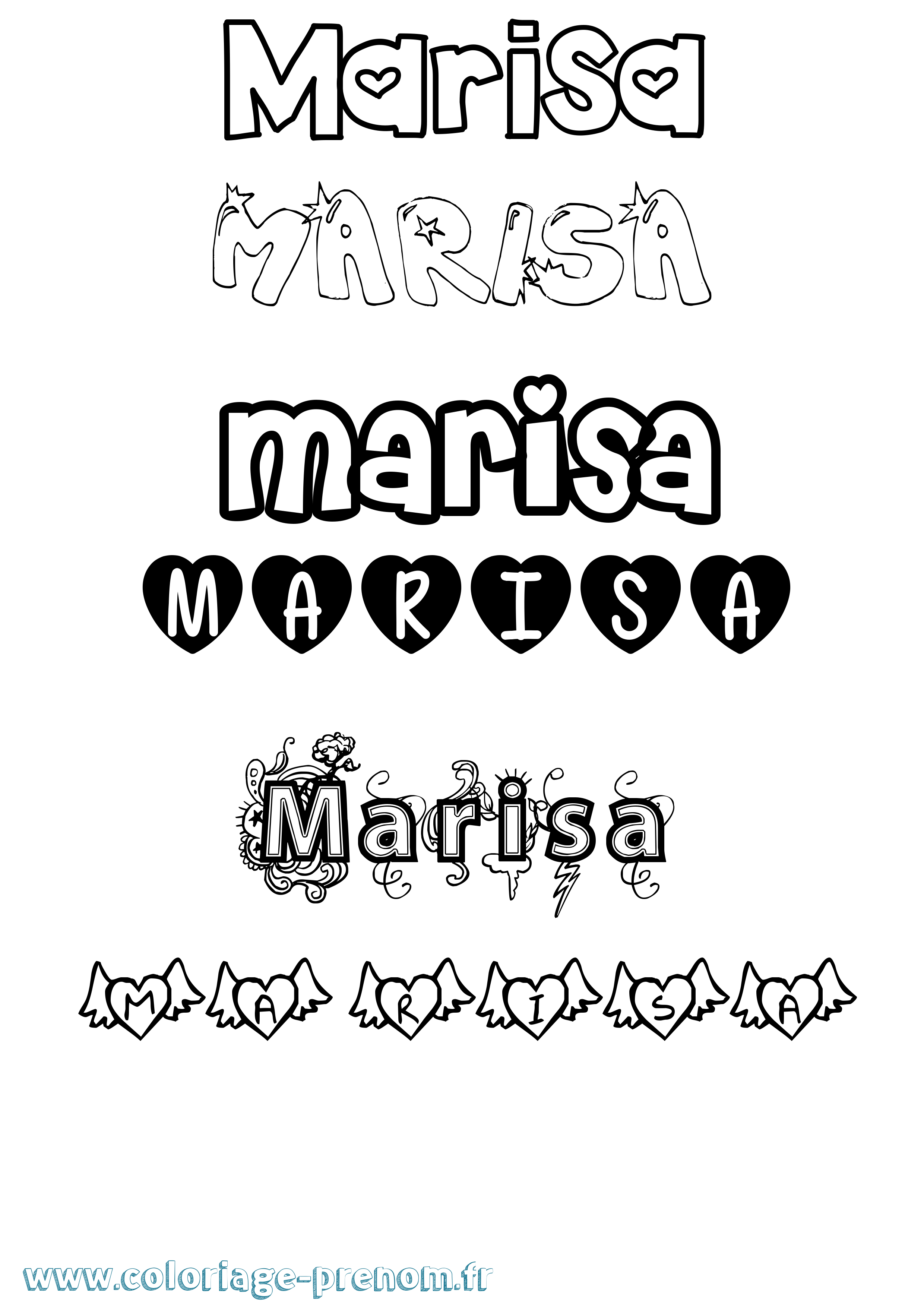 Coloriage prénom Marisa Girly