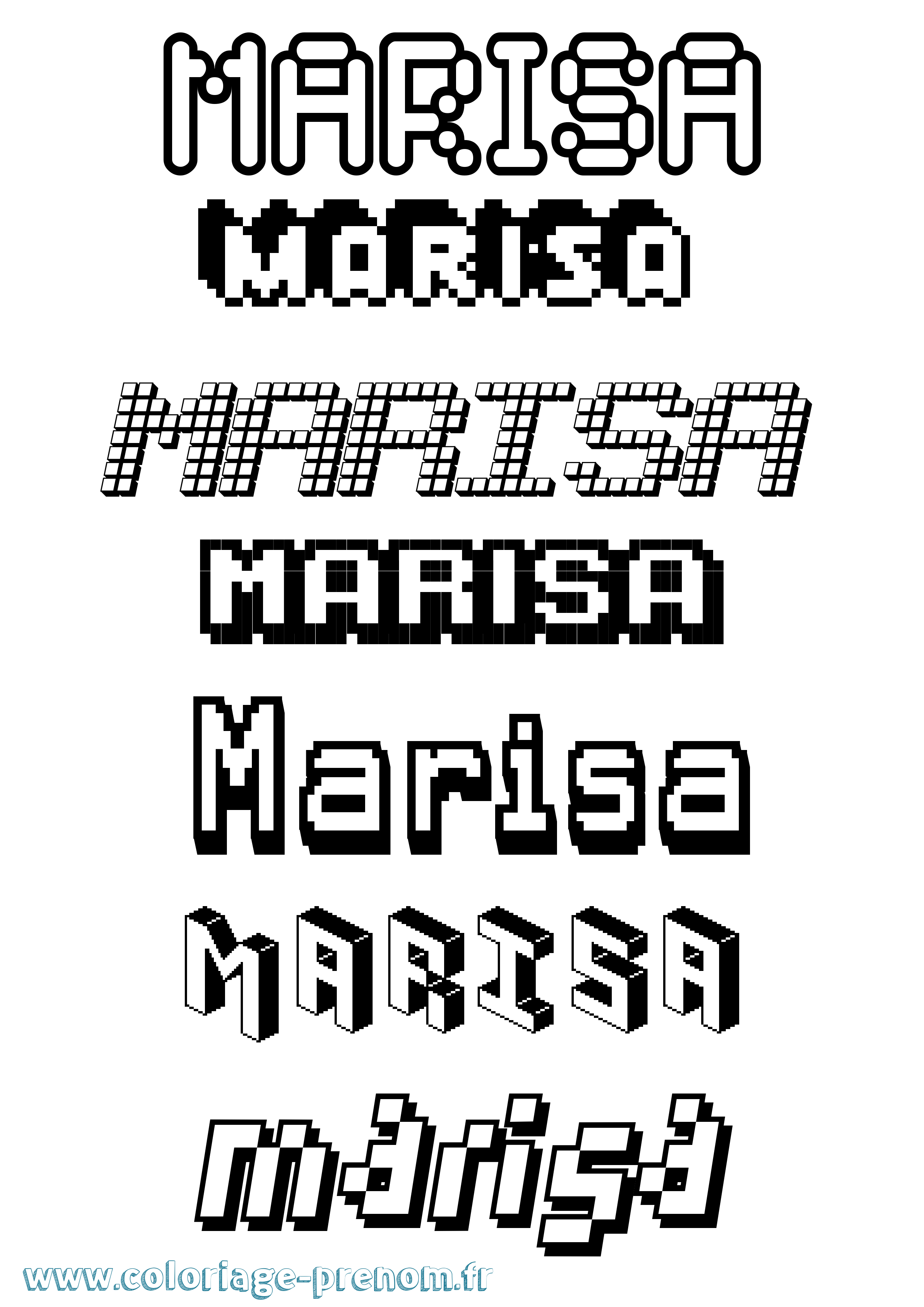 Coloriage prénom Marisa Pixel