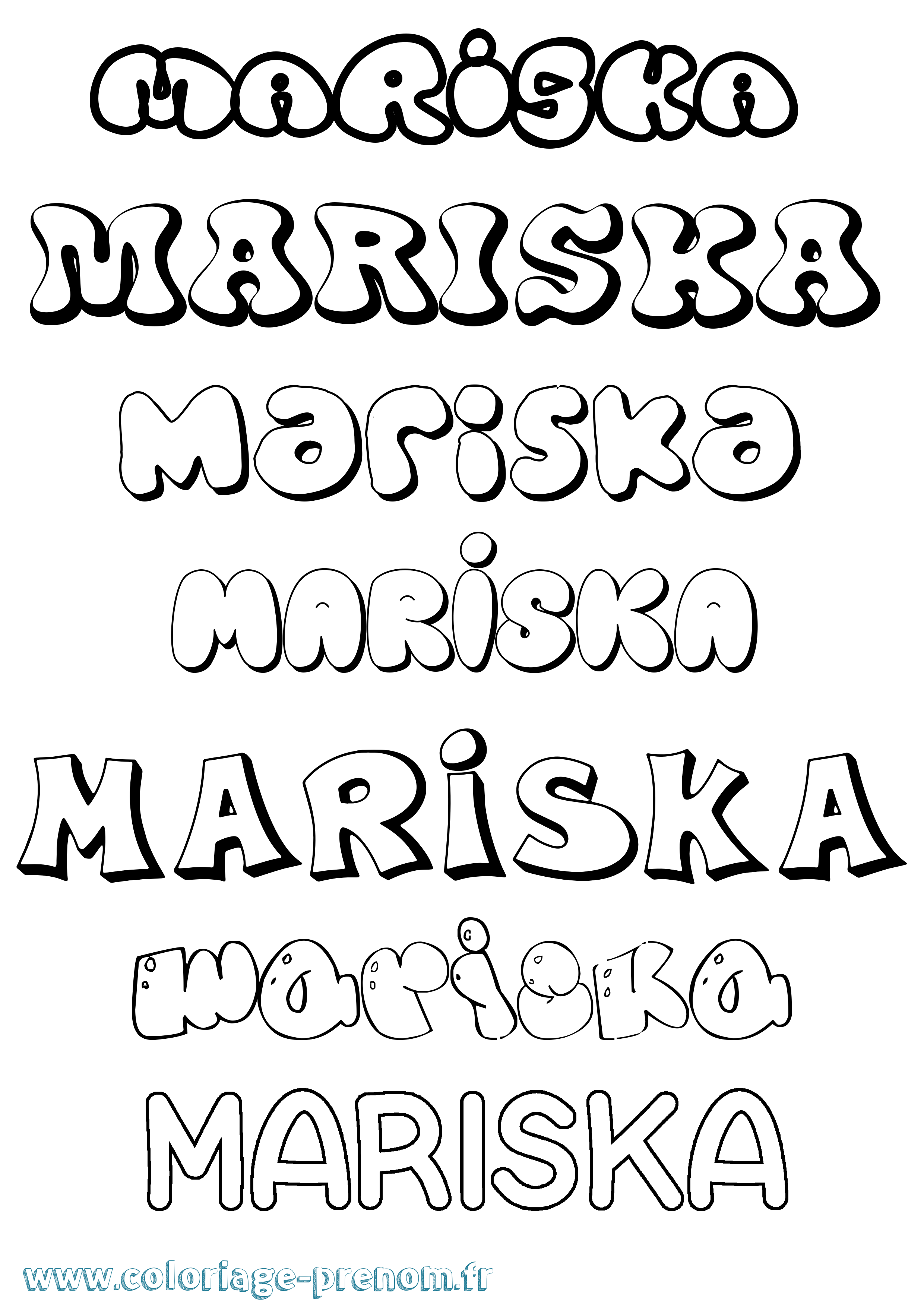 Coloriage prénom Mariska Bubble
