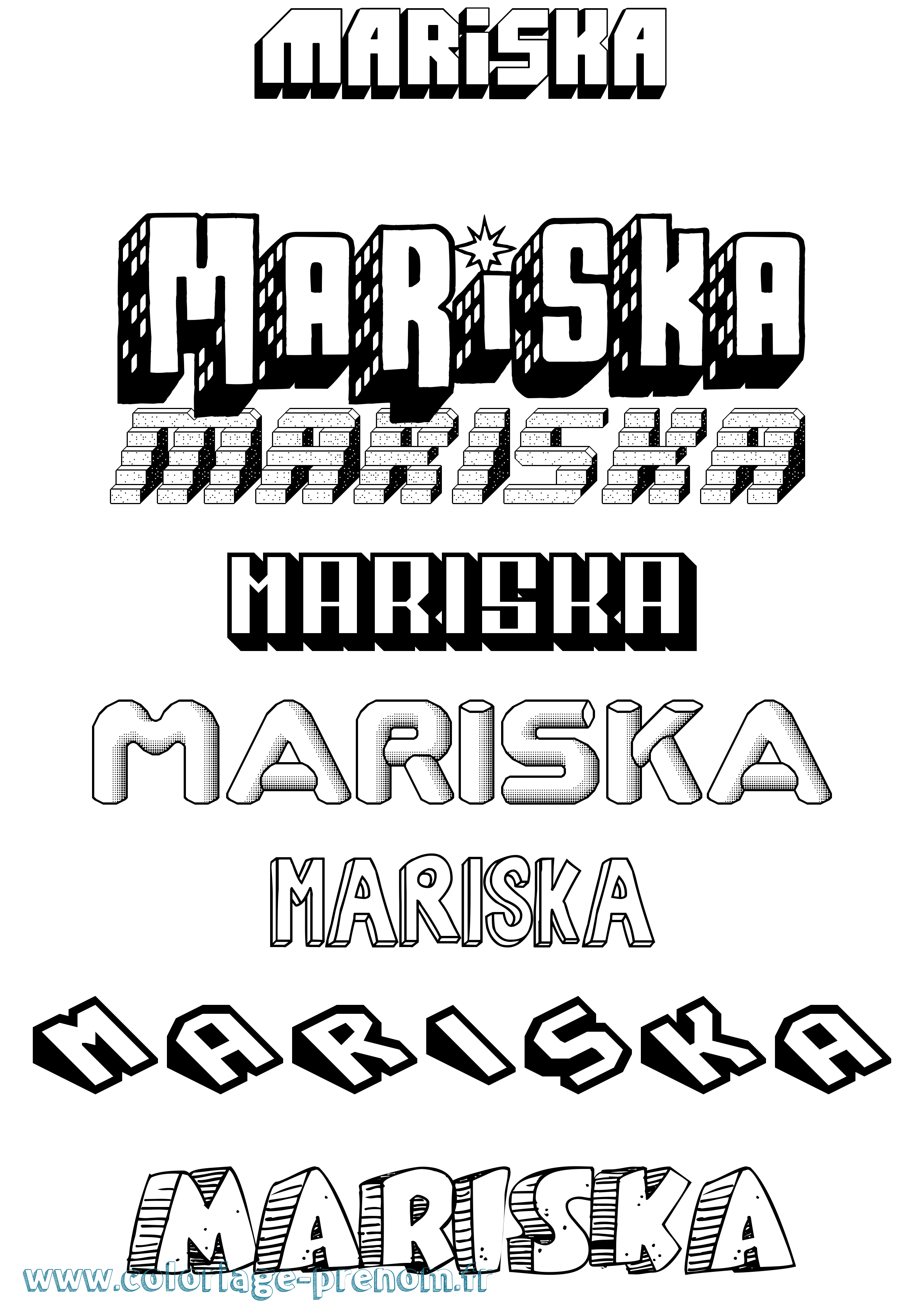 Coloriage prénom Mariska Effet 3D