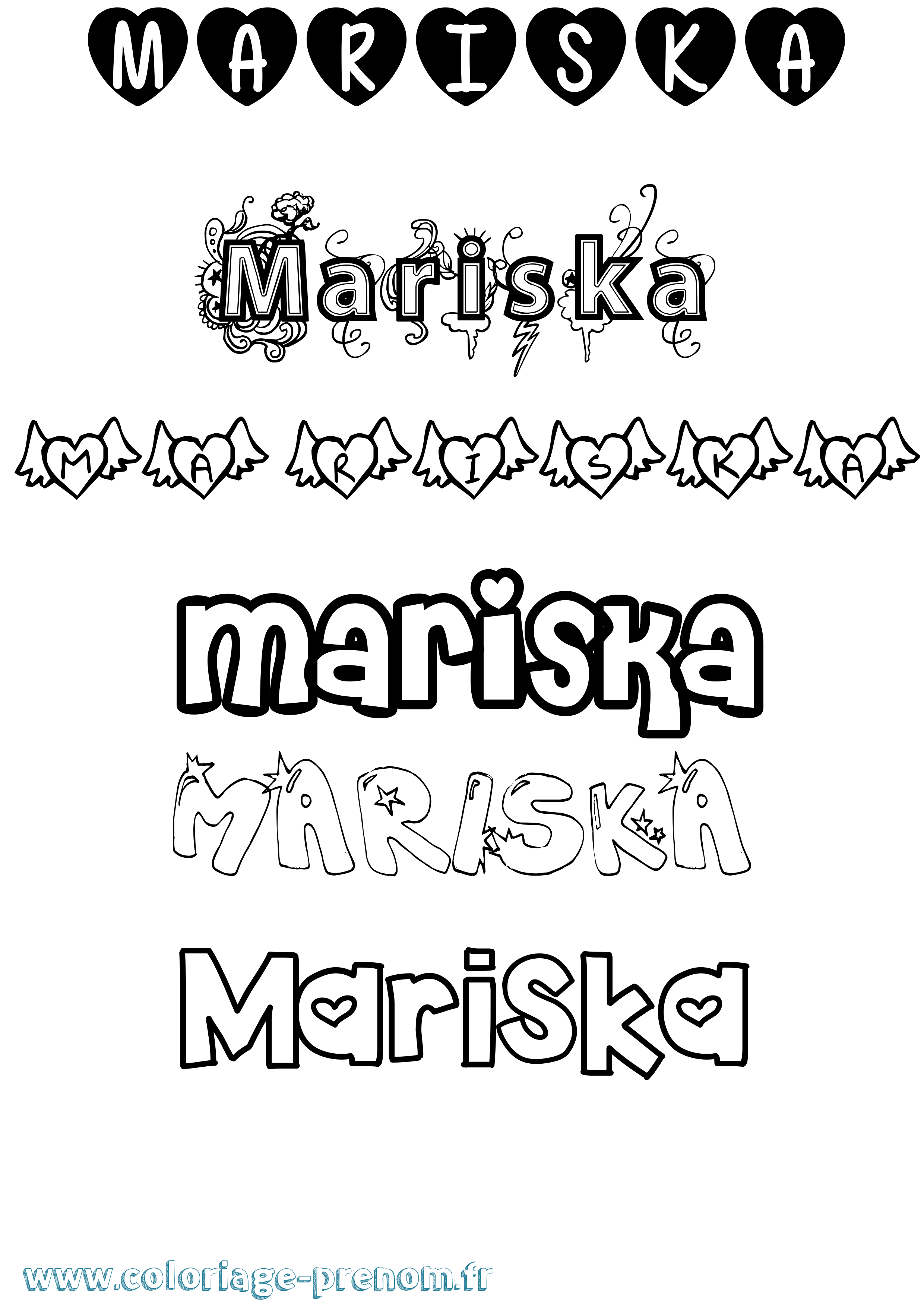 Coloriage prénom Mariska Girly