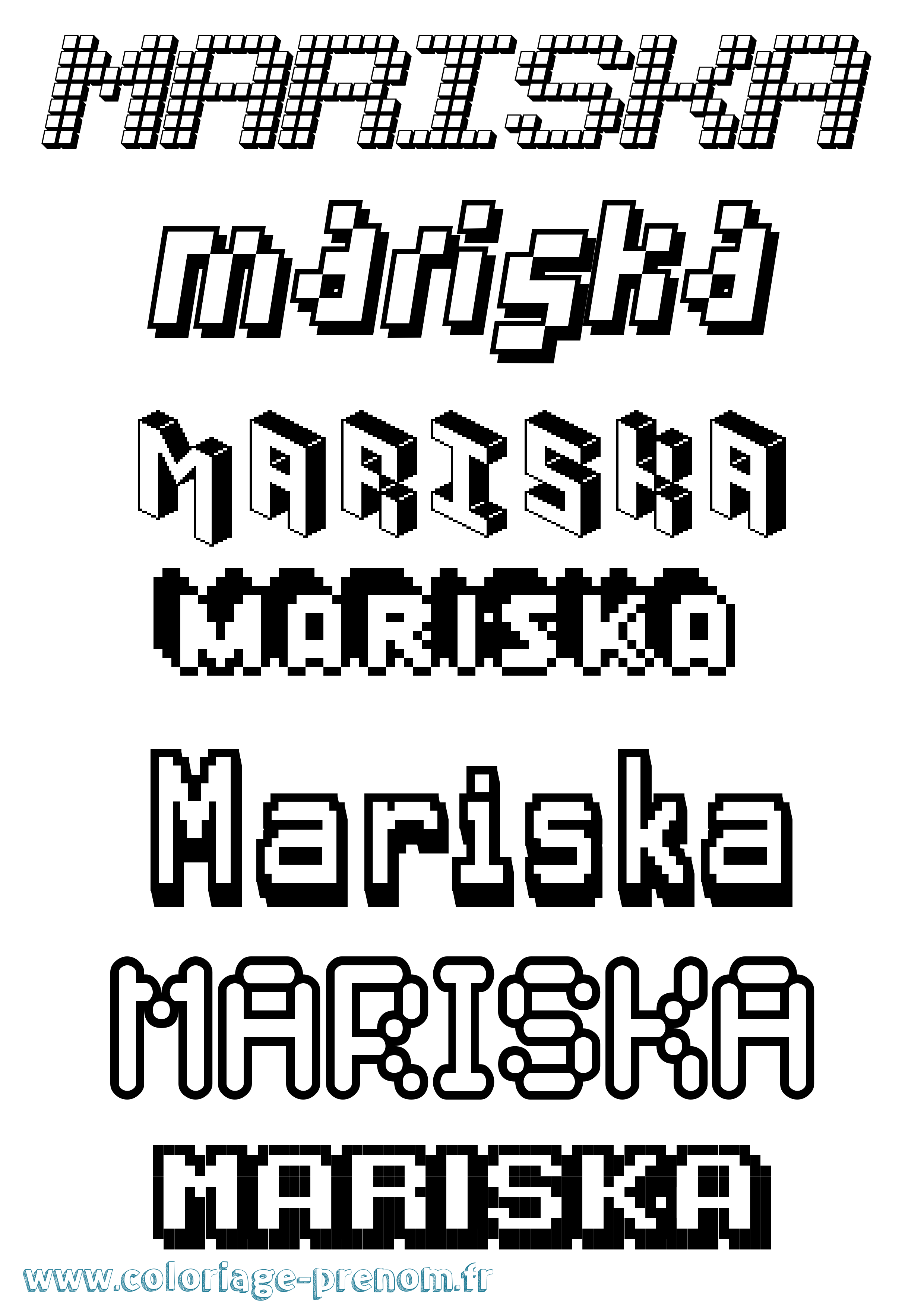 Coloriage prénom Mariska Pixel