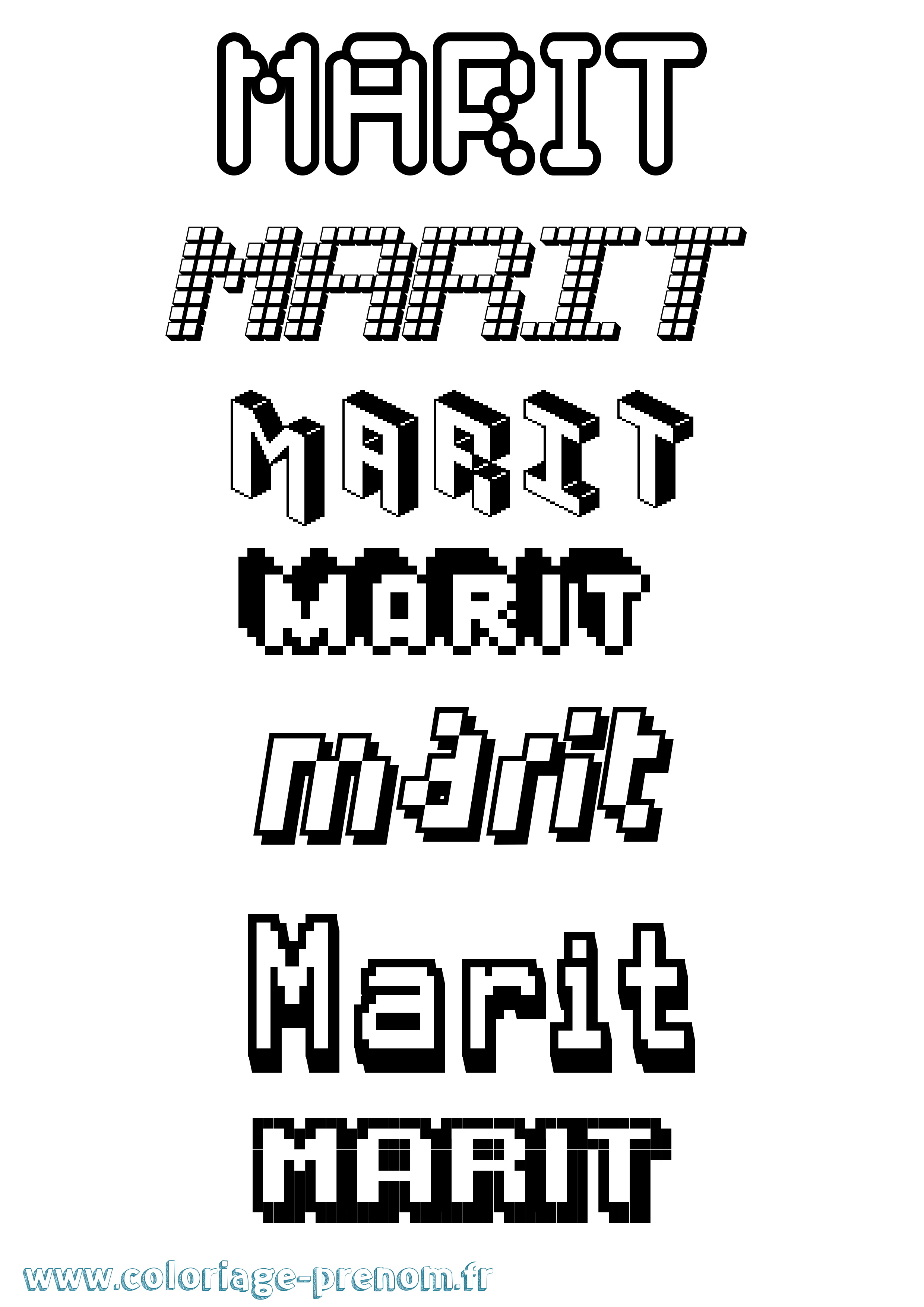 Coloriage prénom Marit Pixel