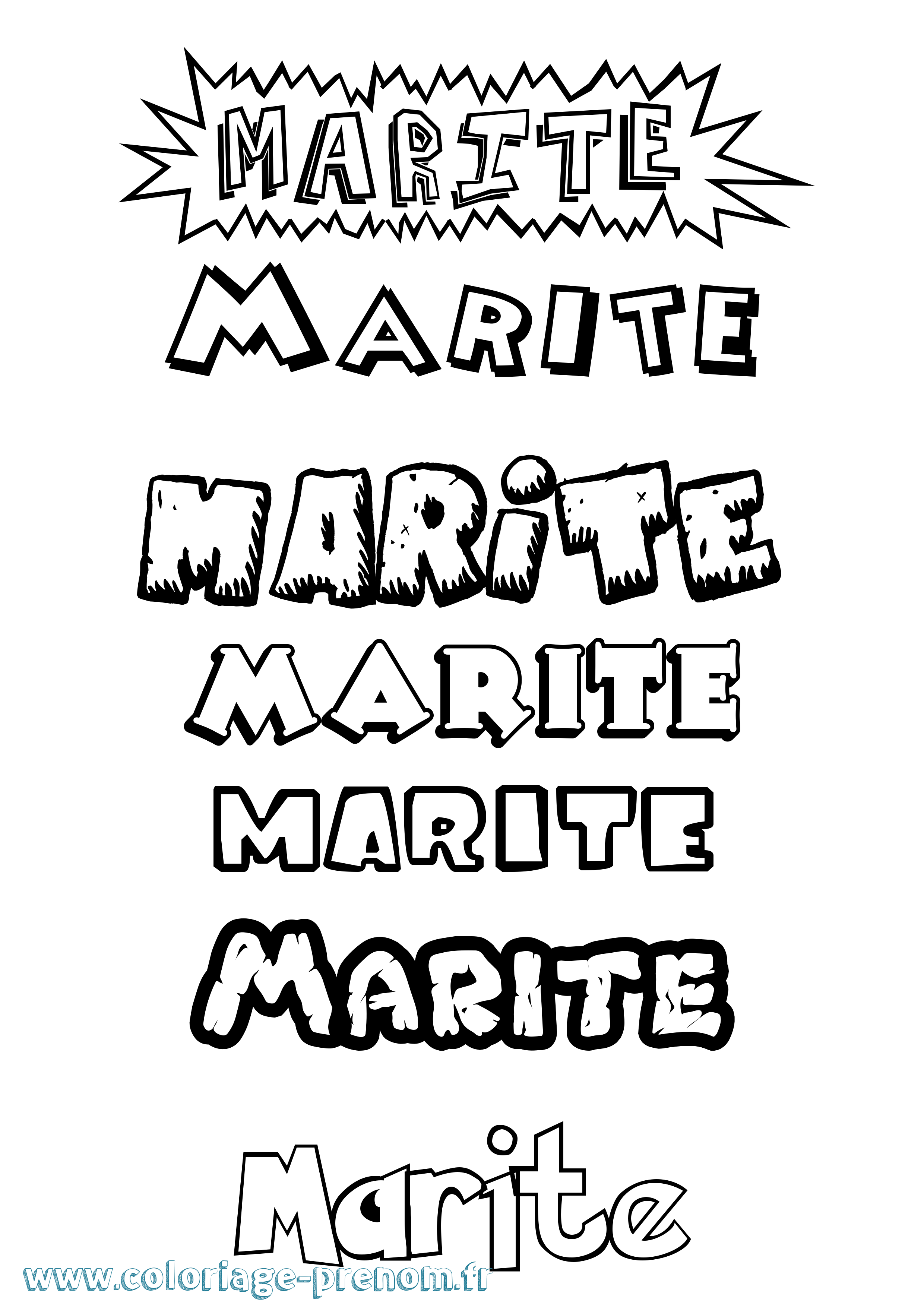 Coloriage Marite Dessin Animé Coloriage prénom Marite Dessin Animé