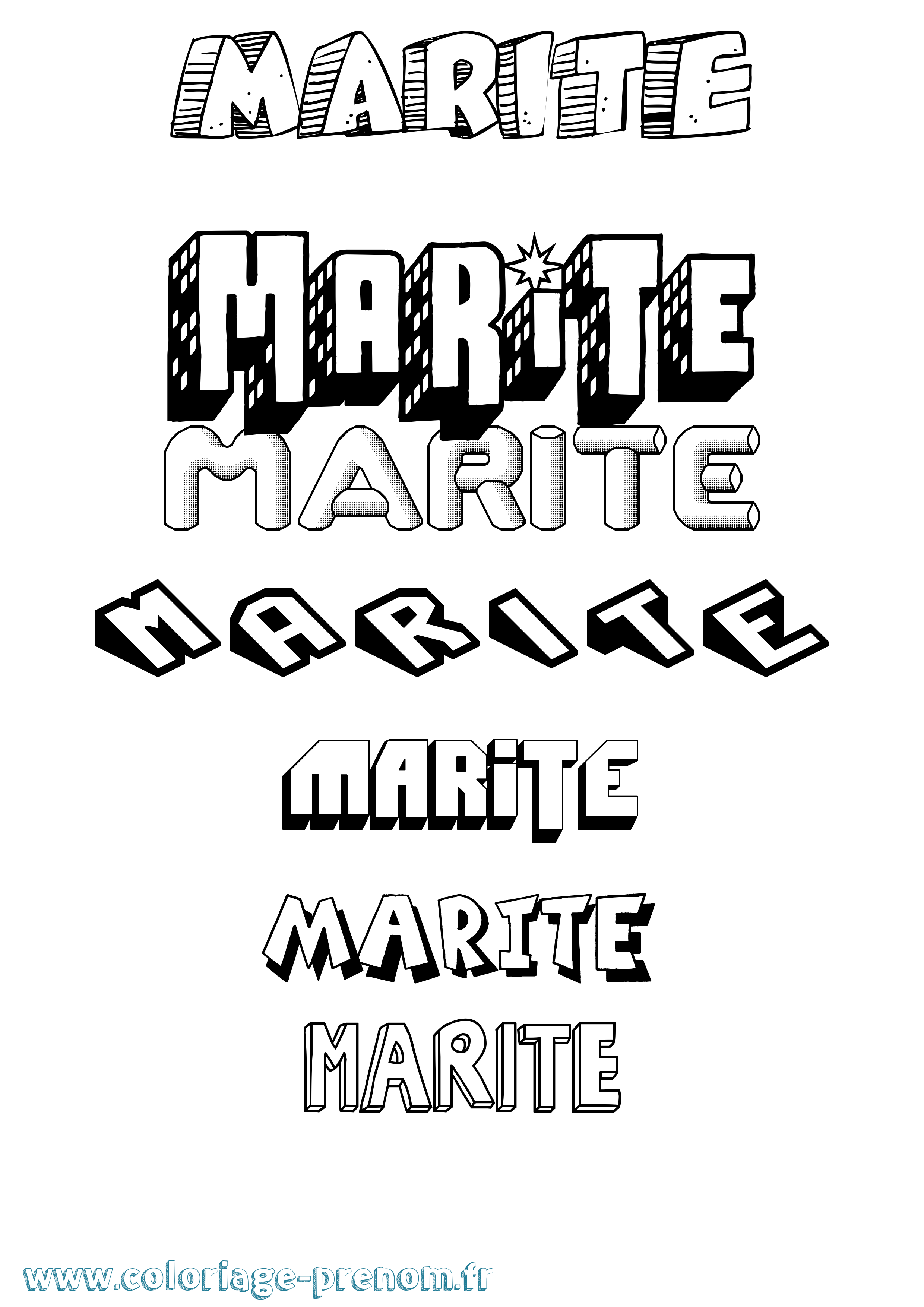 Coloriage Marite Effet 3D Coloriage prénom Marite Effet 3D