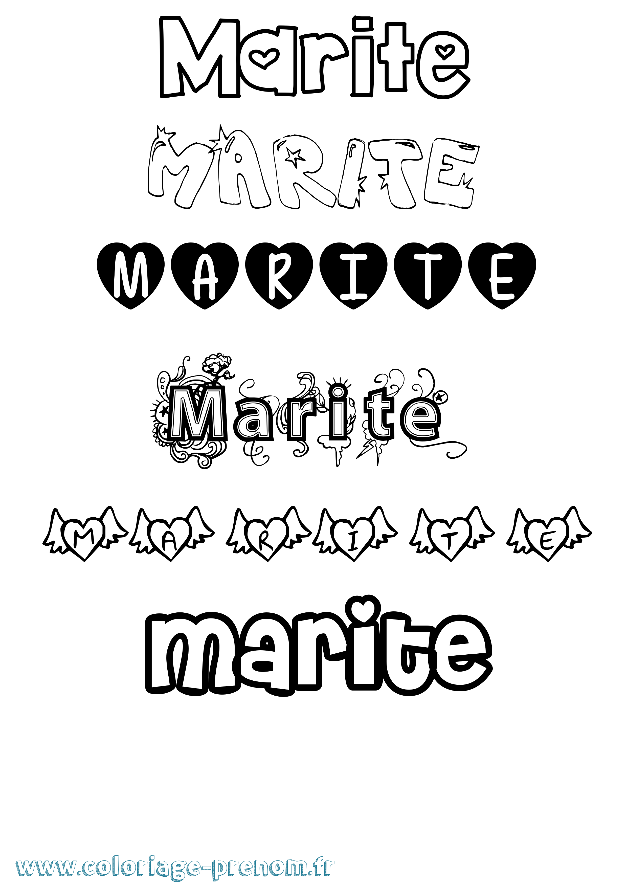 Coloriage Marite Girly Coloriage prénom Marite Girly