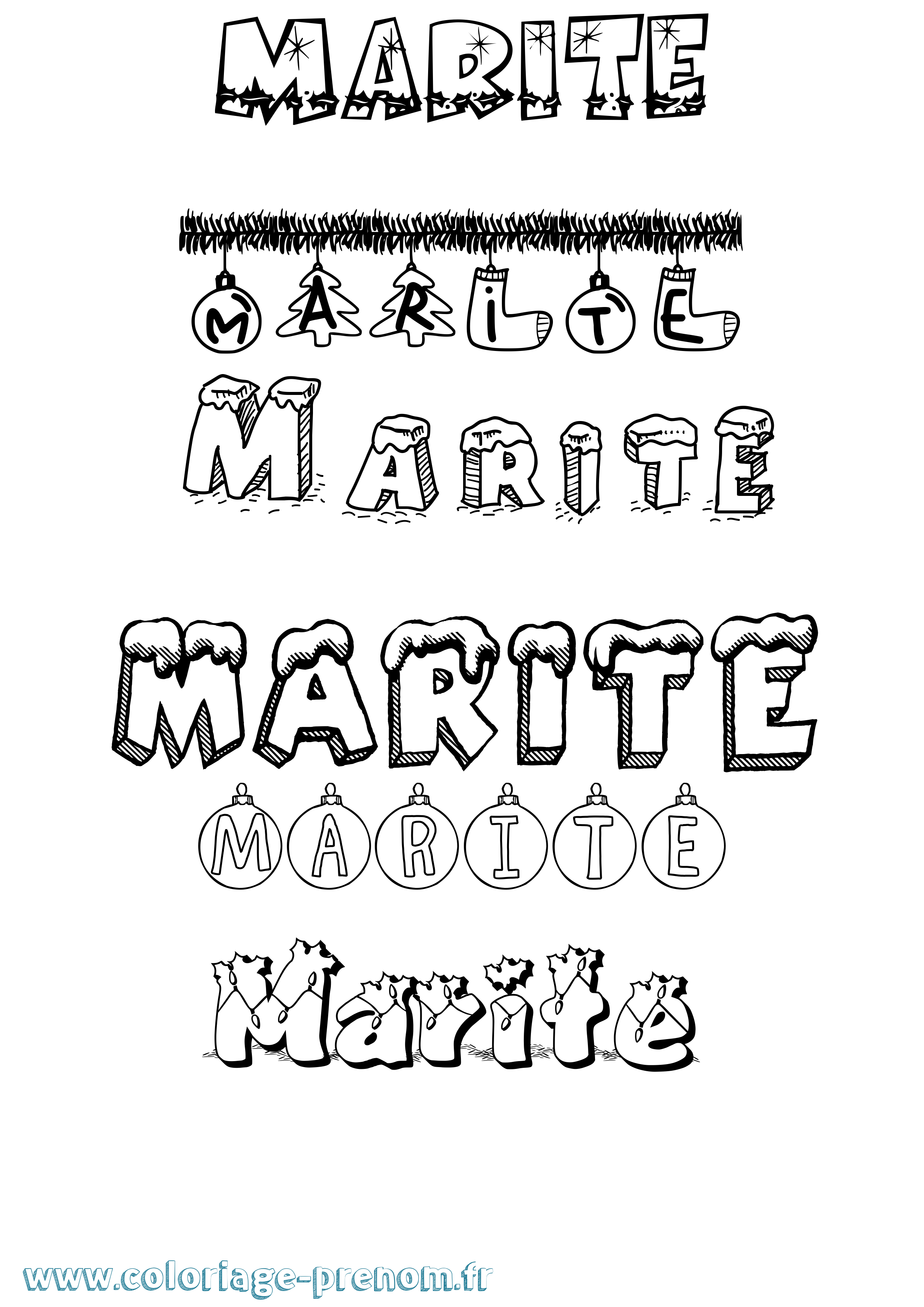 Coloriage Marite Noël Coloriage prénom Marite Noël