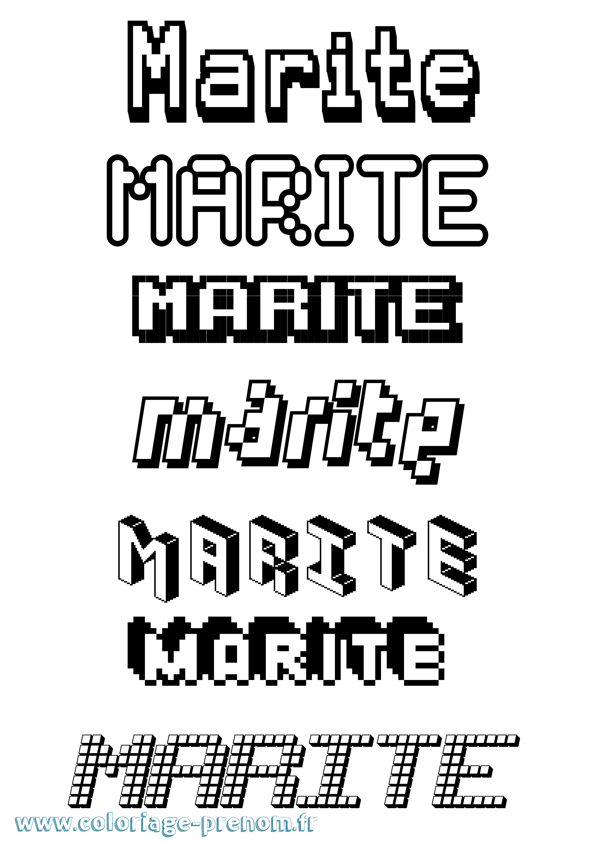 Coloriage Marite Pixel Coloriage prénom Marite Pixel