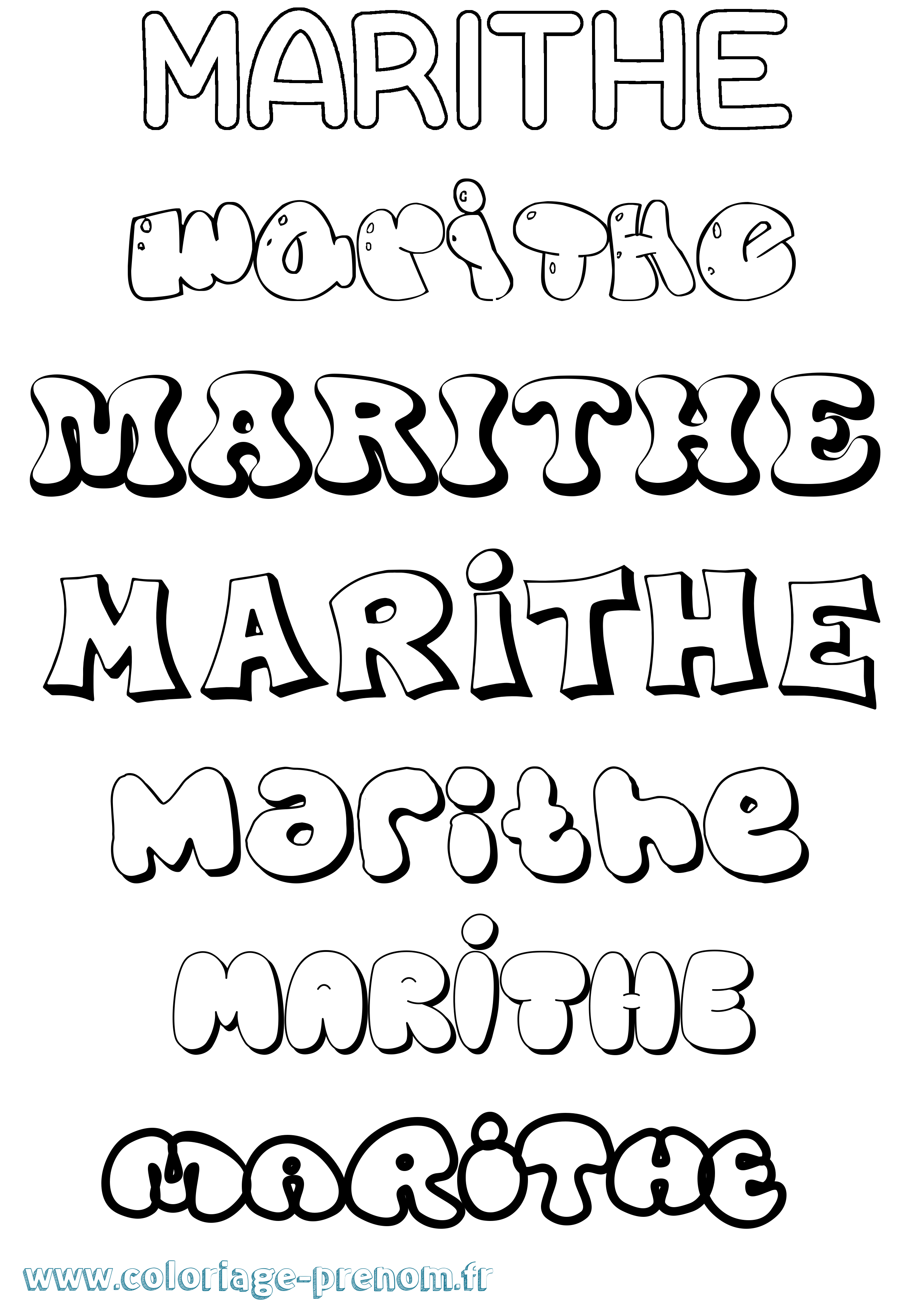 Coloriage Marithe Bubble Coloriage prénom Marithe Bubble