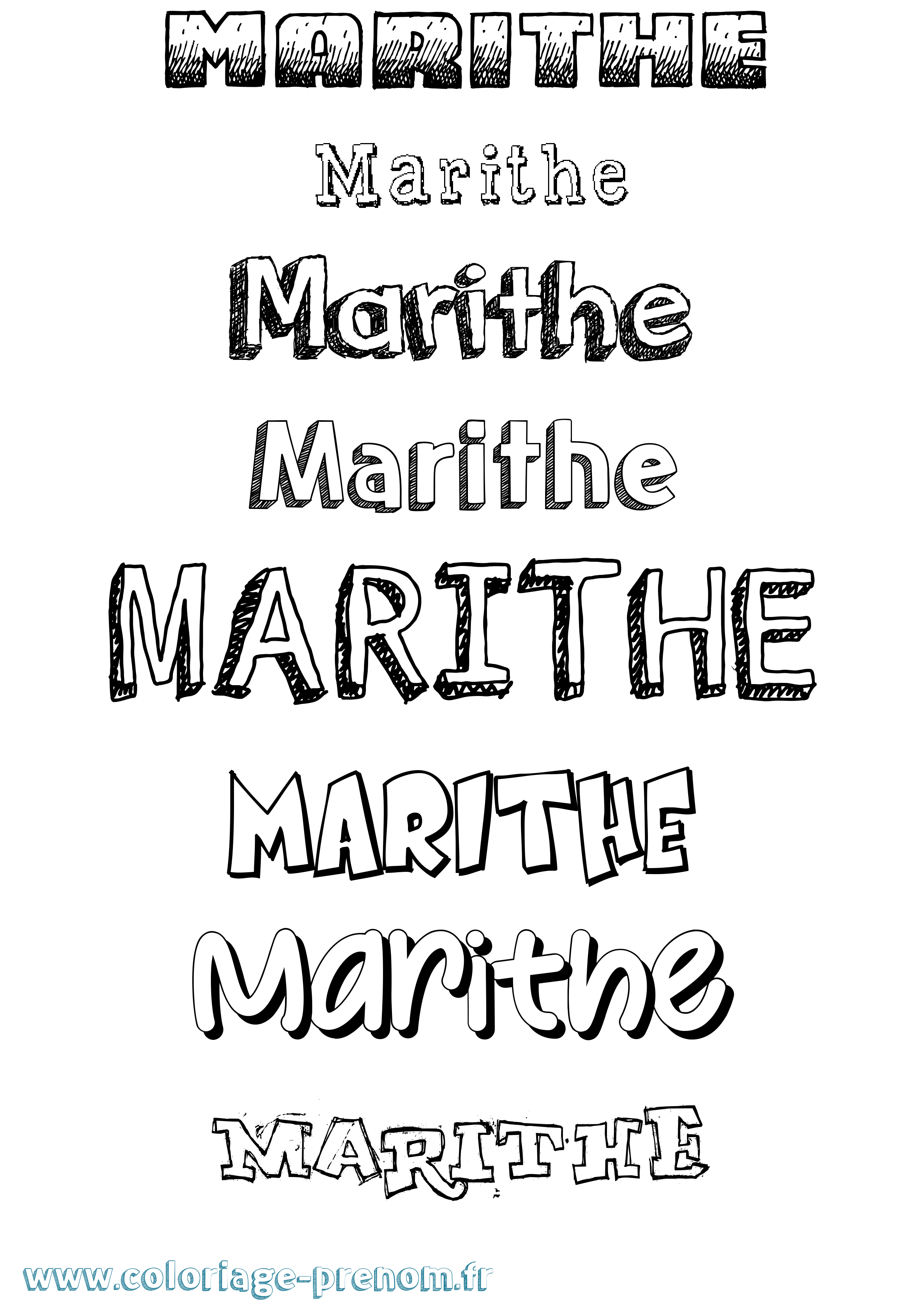 Coloriage Marithe Dessiné Coloriage prénom Marithe Dessiné
