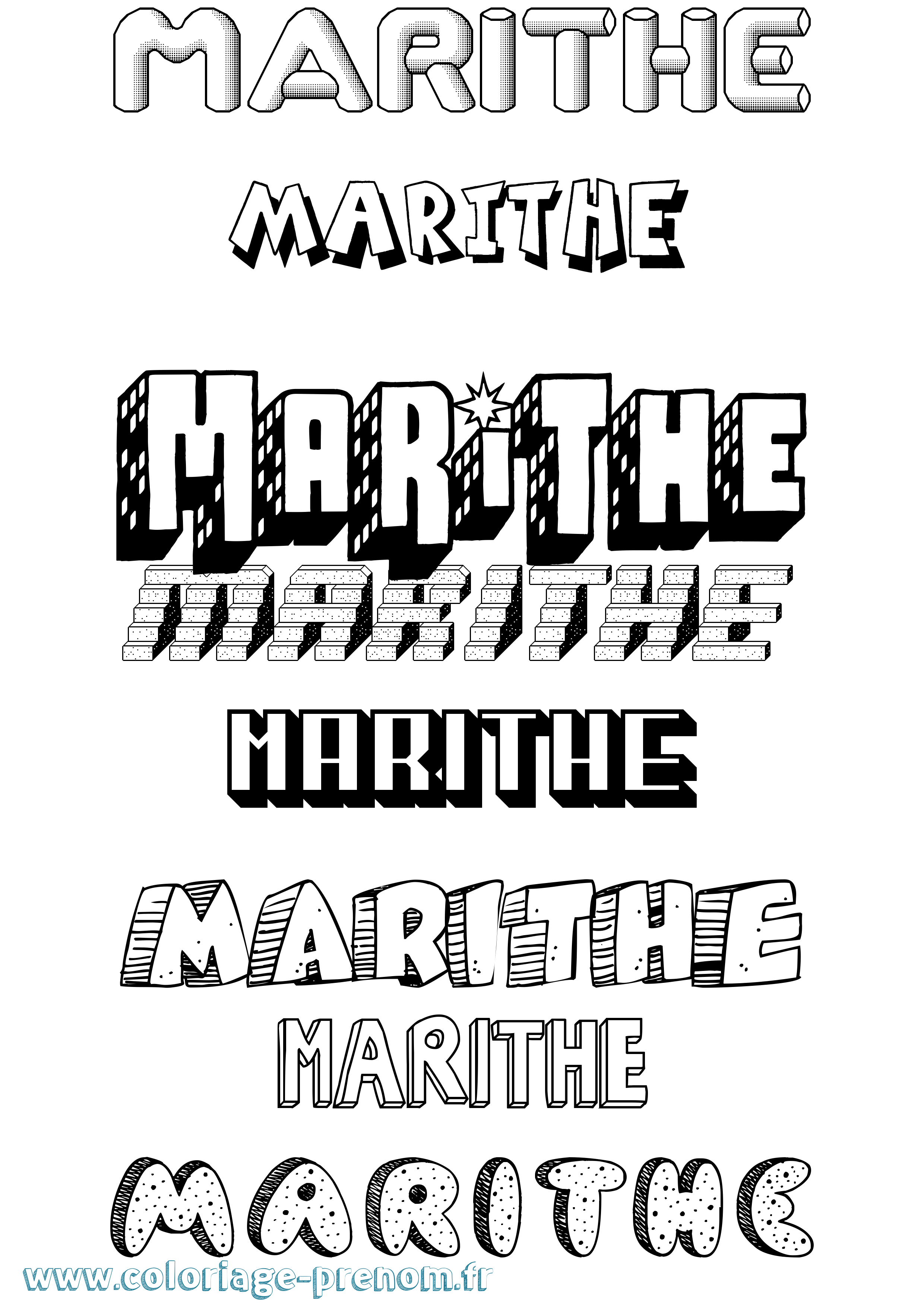 Coloriage Marithe Effet 3D Coloriage prénom Marithe Effet 3D