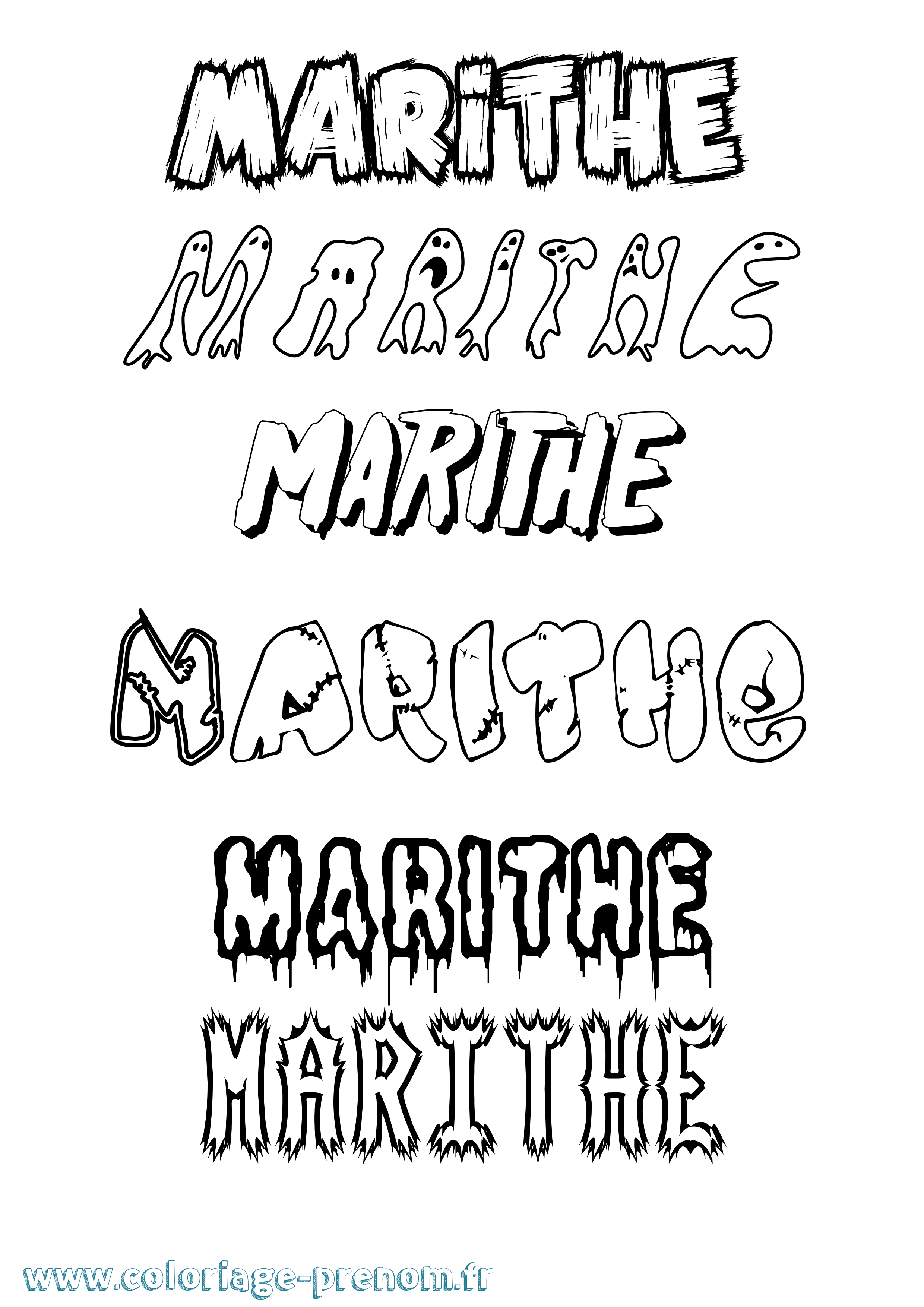 Coloriage Marithe Frisson Coloriage prénom Marithe Frisson
