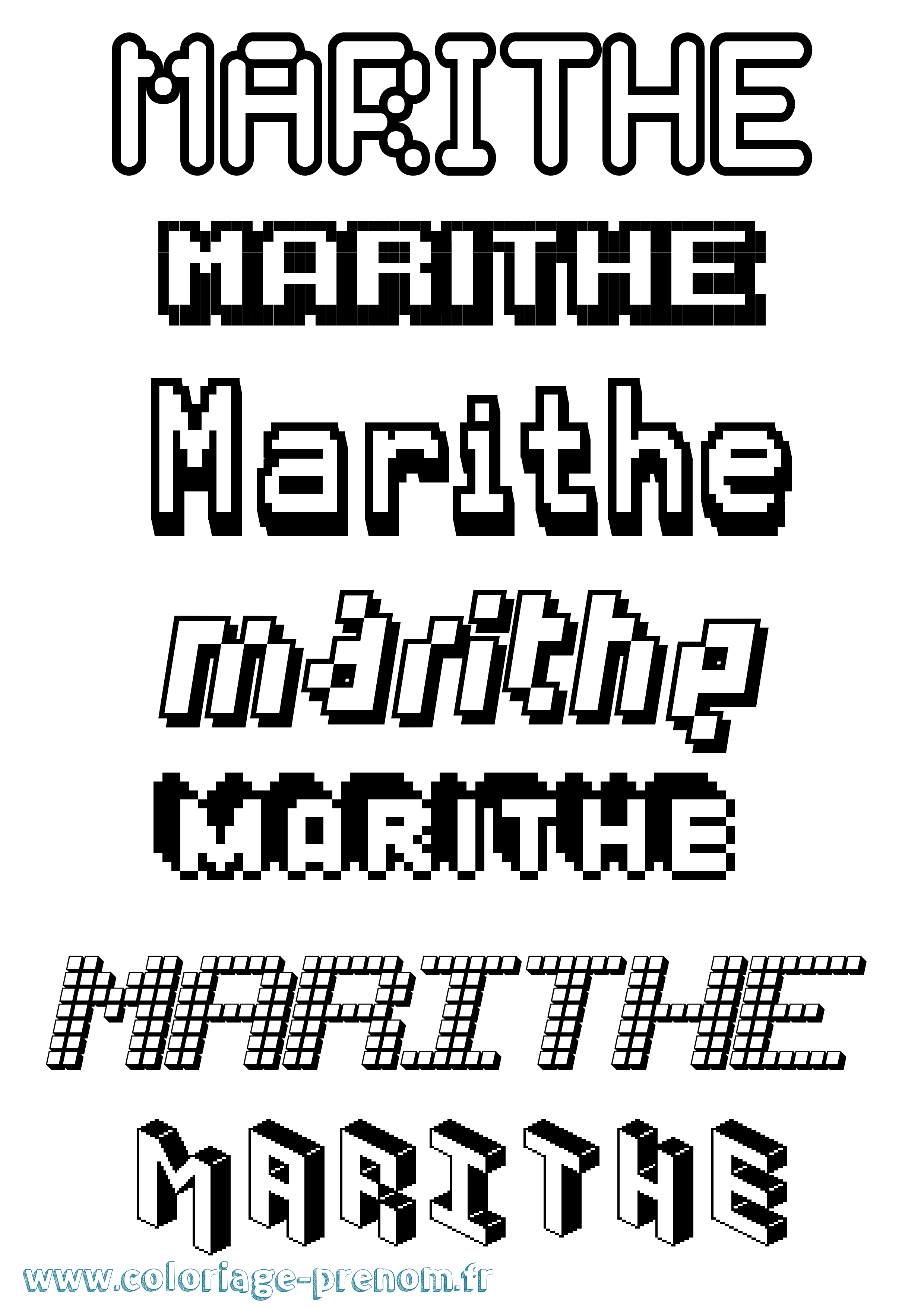 Coloriage Marithe Pixel Coloriage prénom Marithe Pixel
