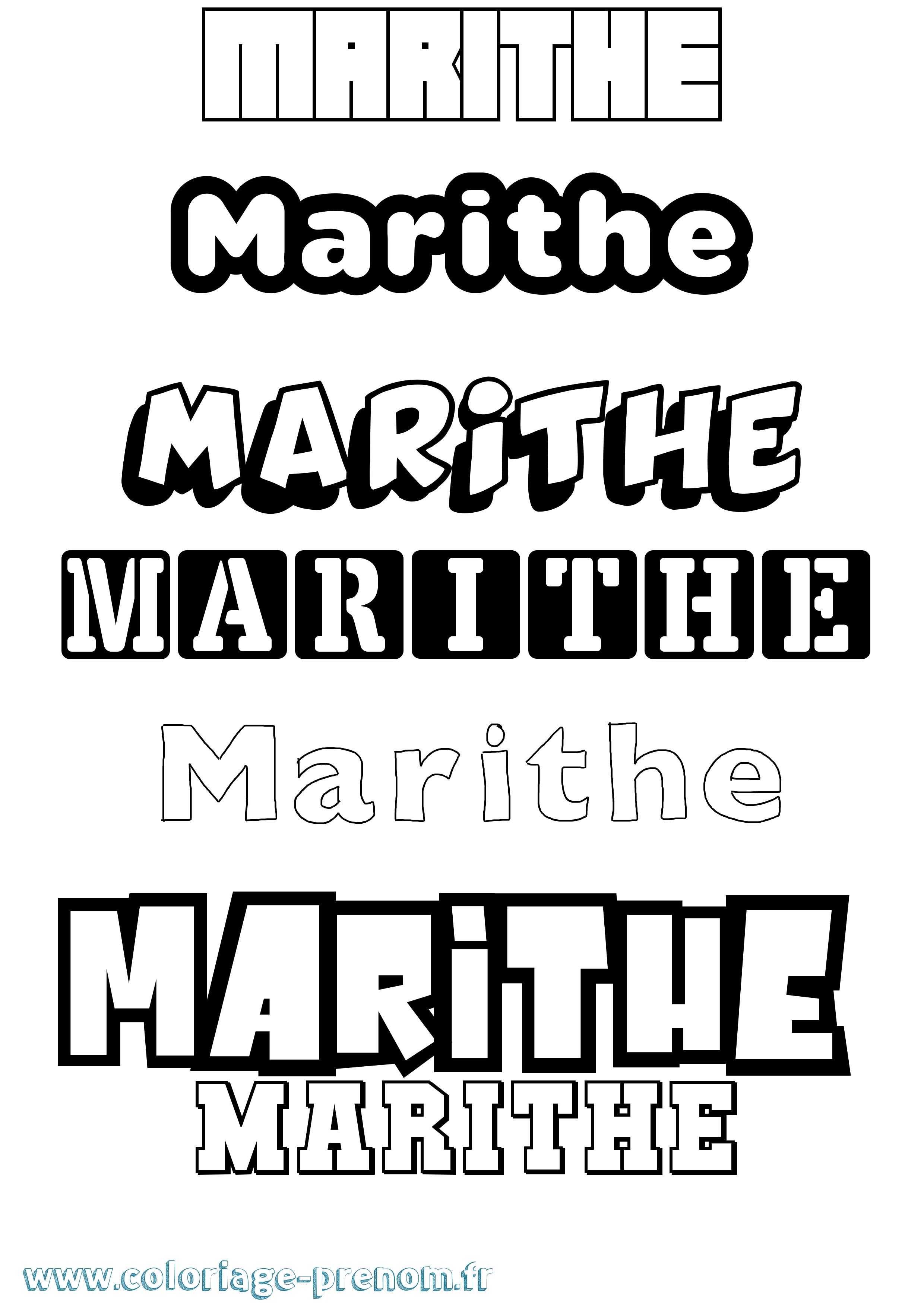 Coloriage Marithe Simple Coloriage prénom Marithe Simple