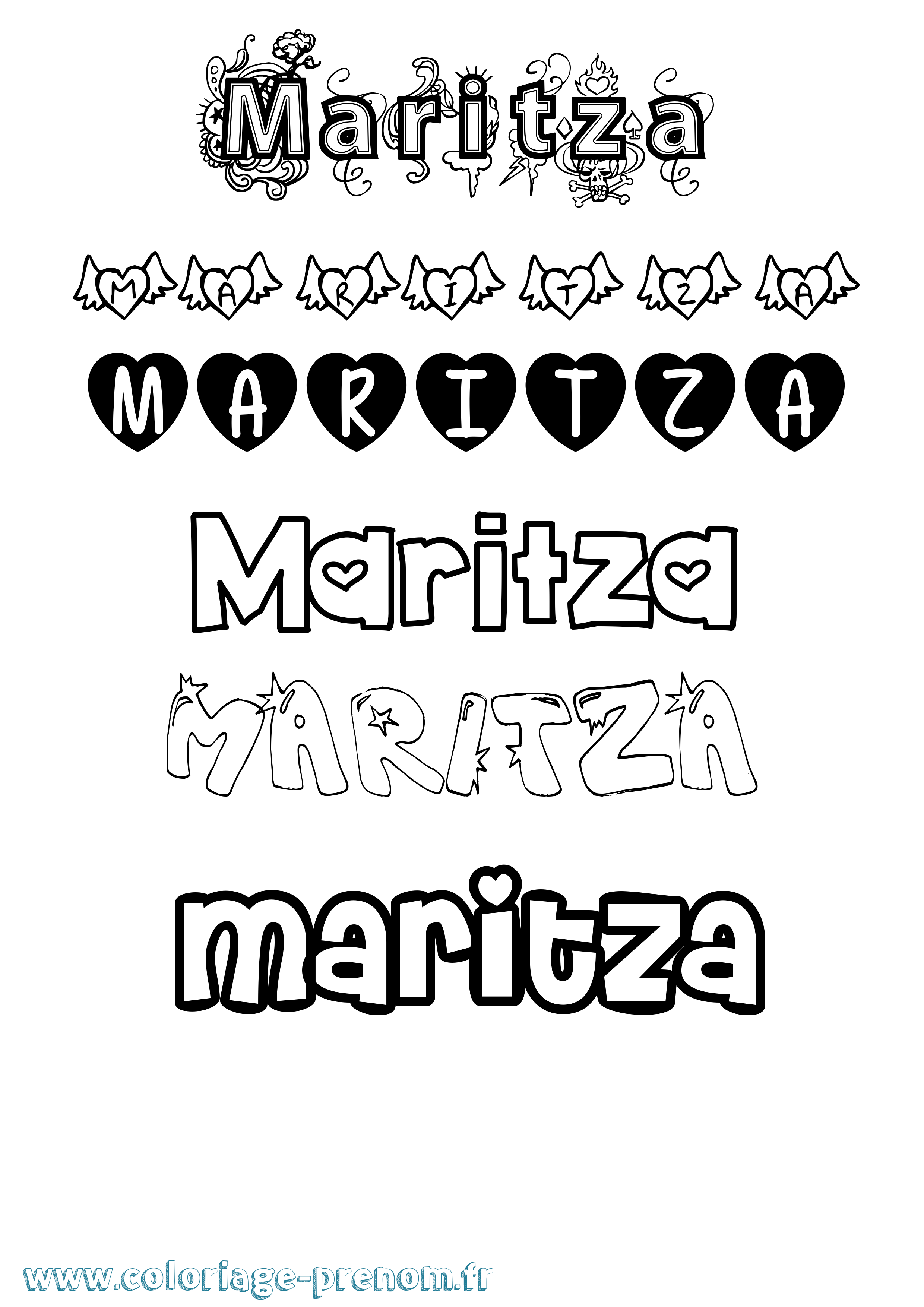 Coloriage prénom Maritza Girly
