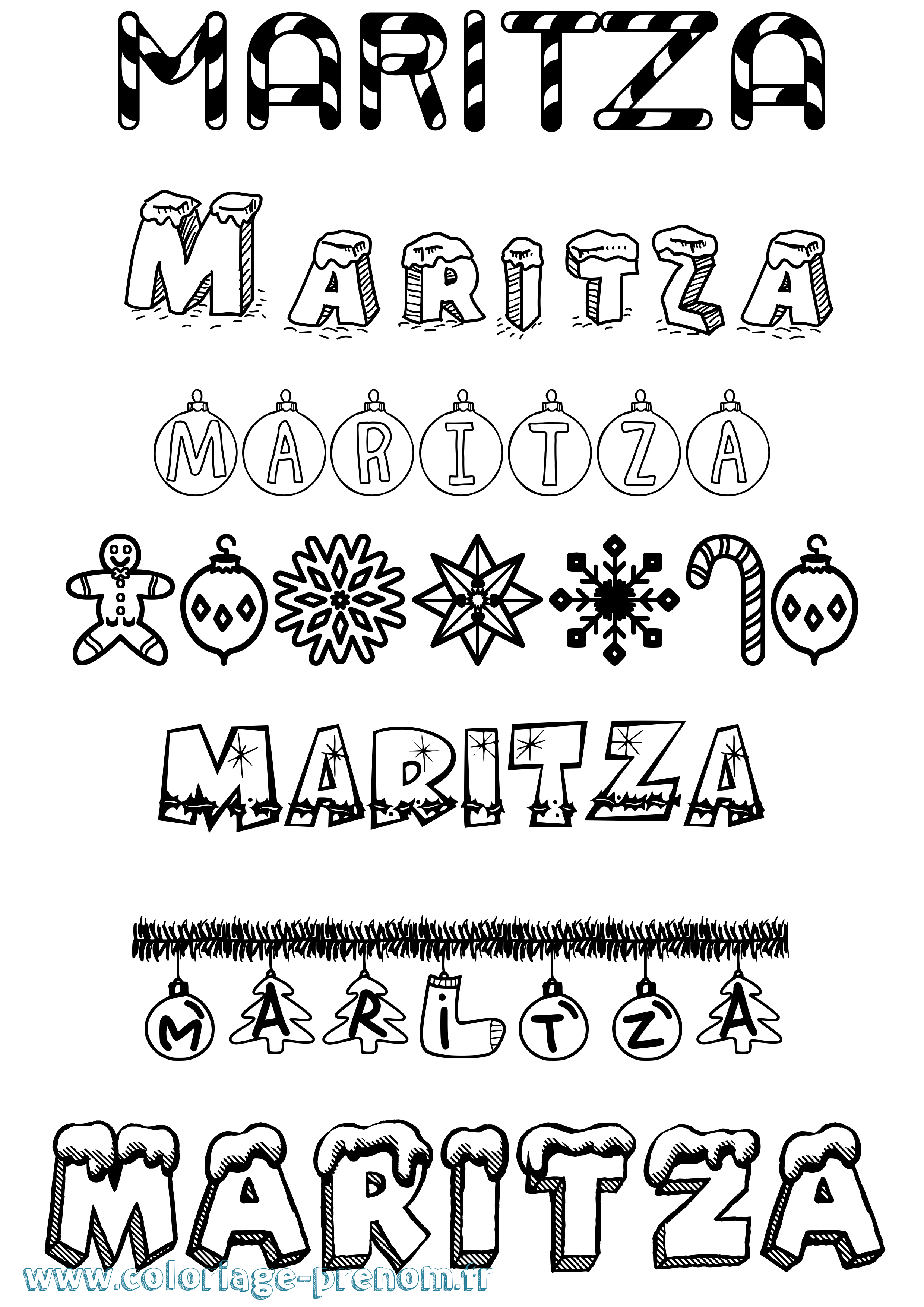 Coloriage prénom Maritza Noël