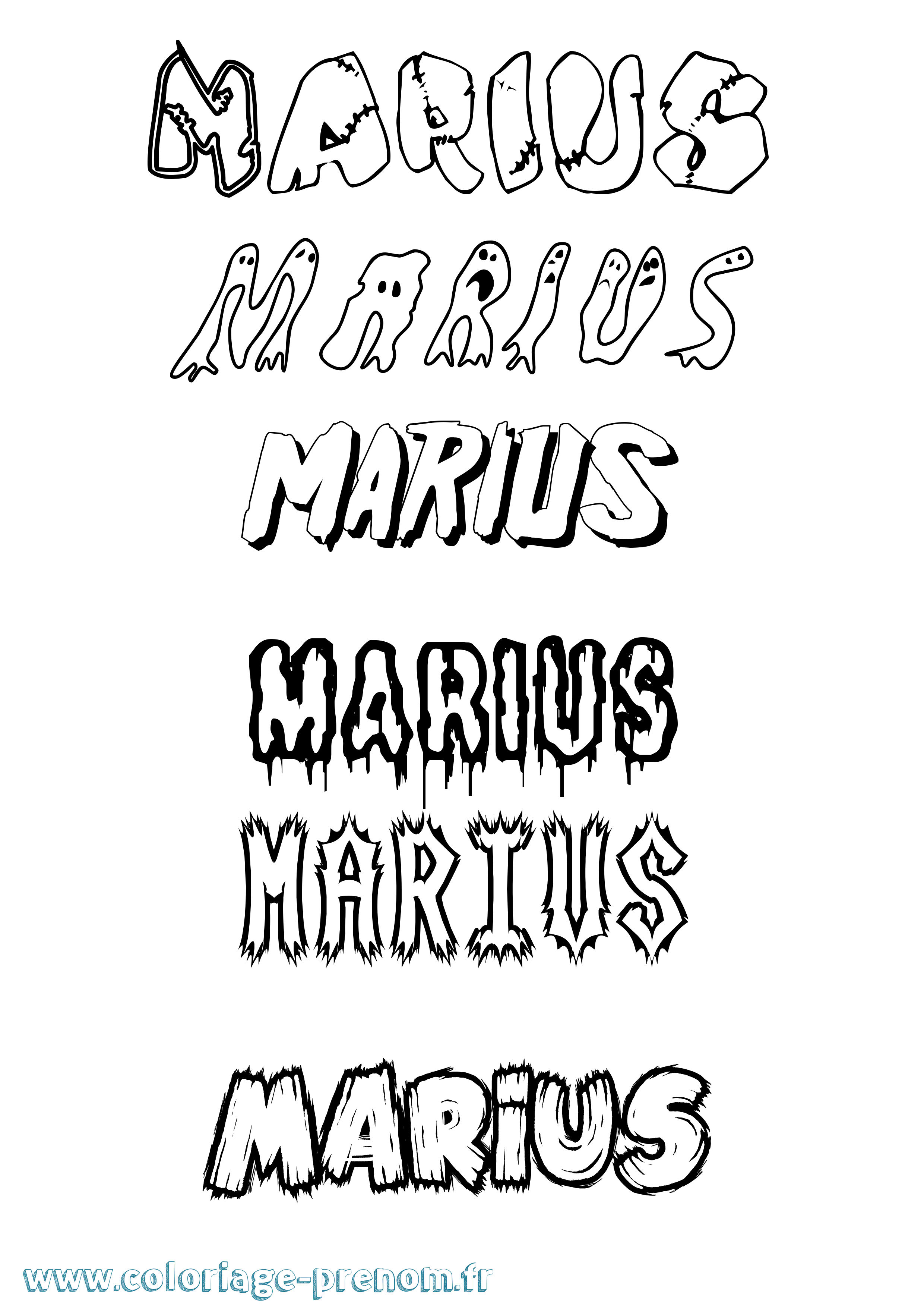 Coloriage prénom Marius Frisson