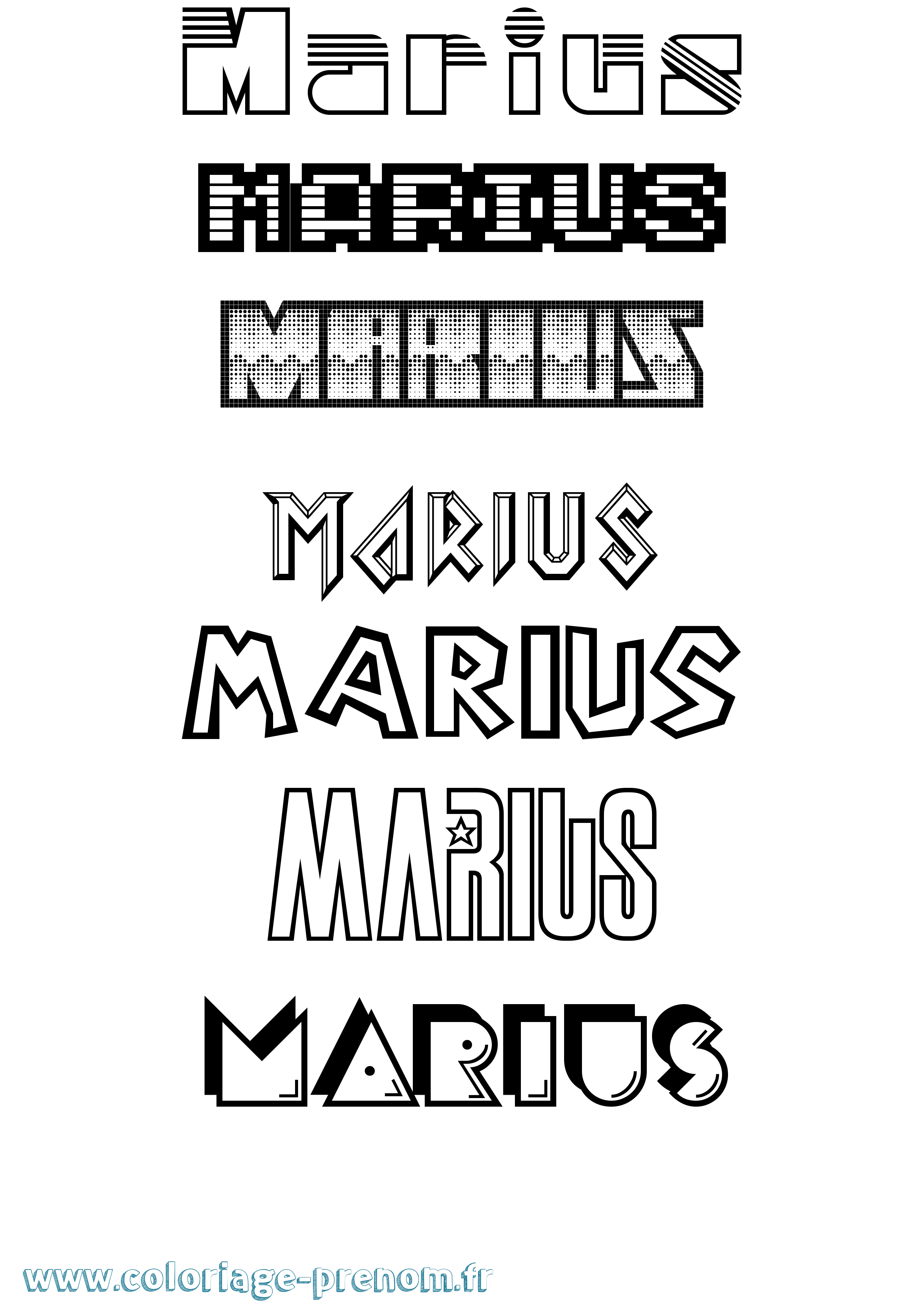 Coloriage prénom Marius Jeux Vidéos