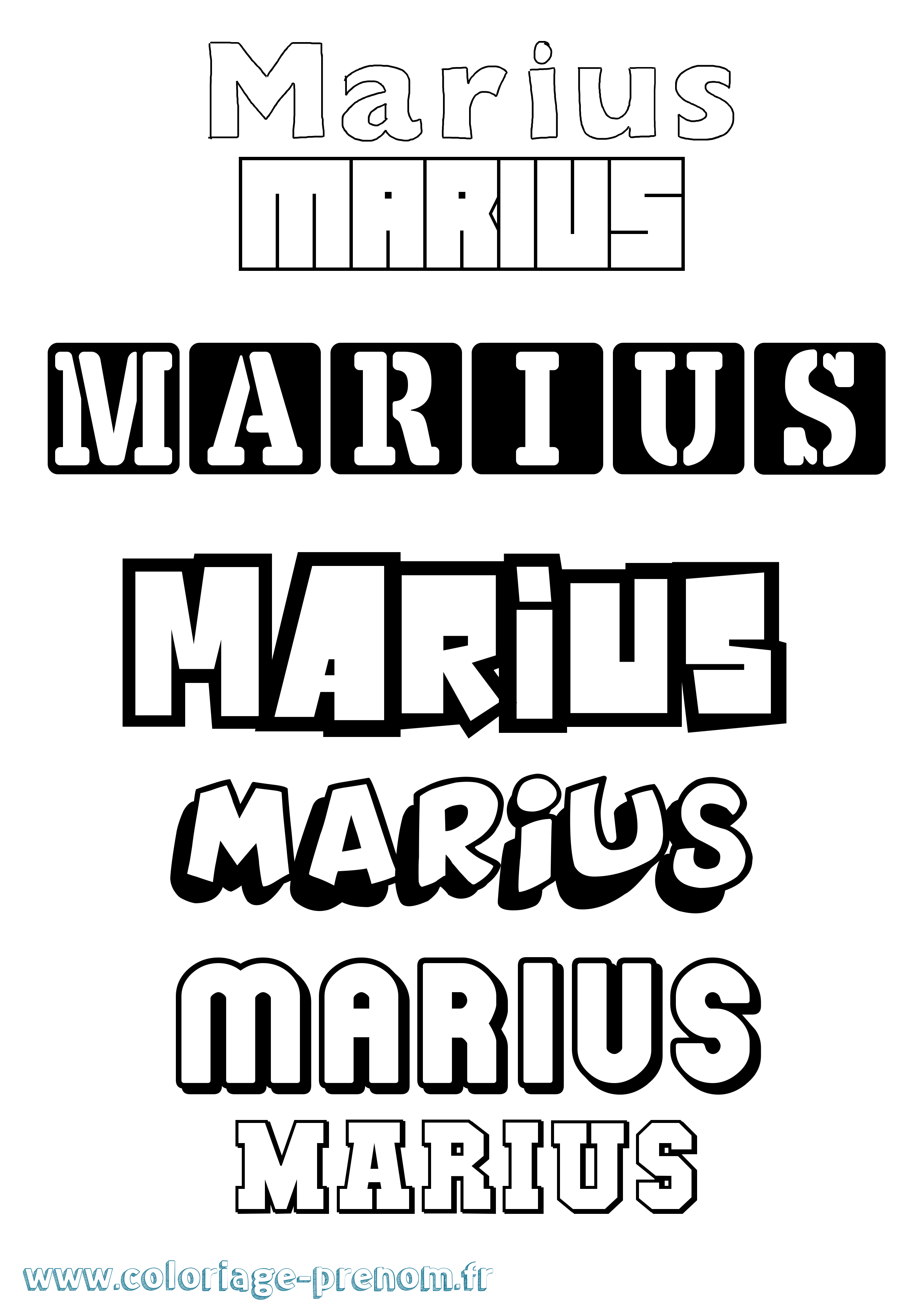 Coloriage prénom Marius Simple