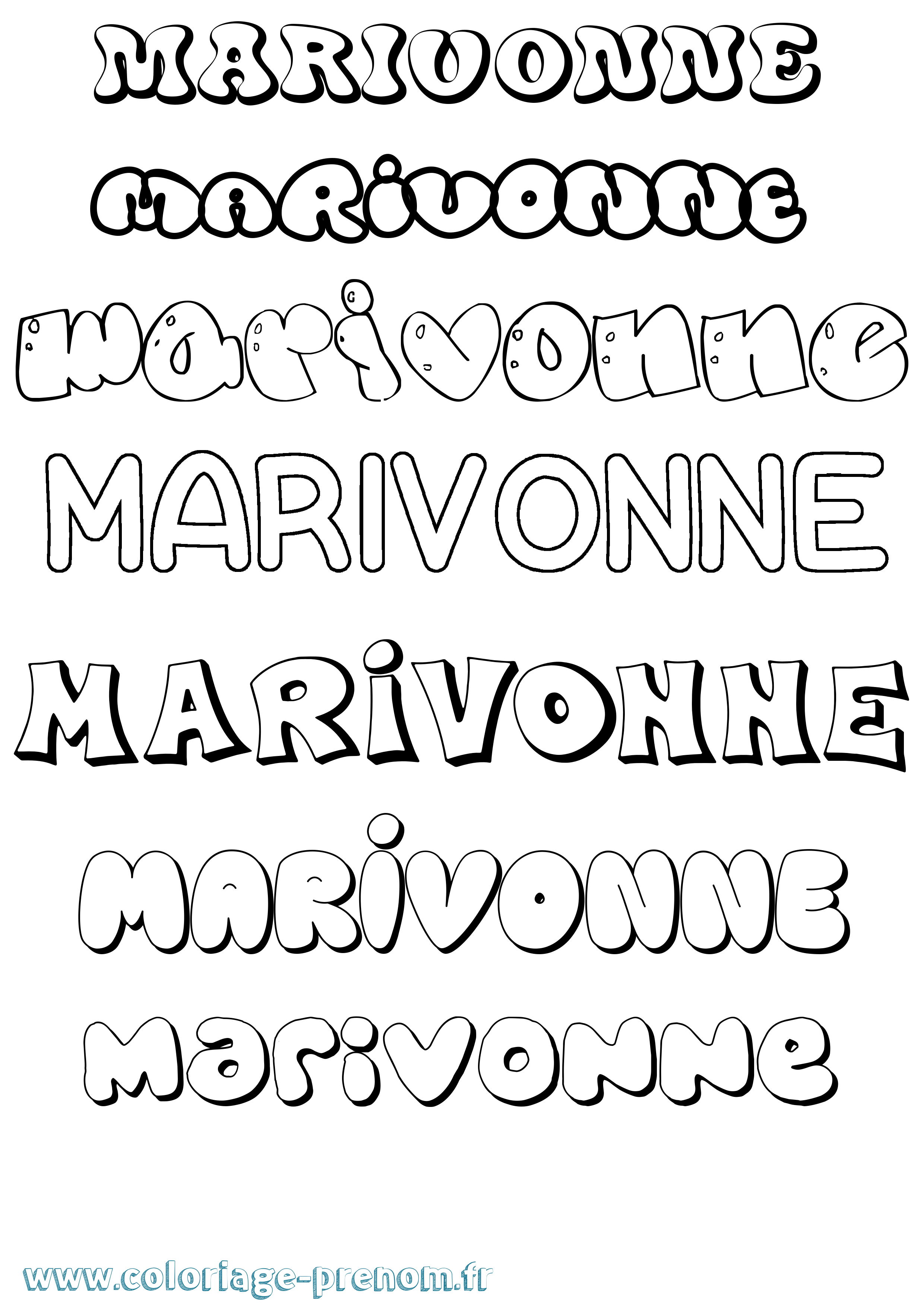 Coloriage prénom Marivonne Bubble