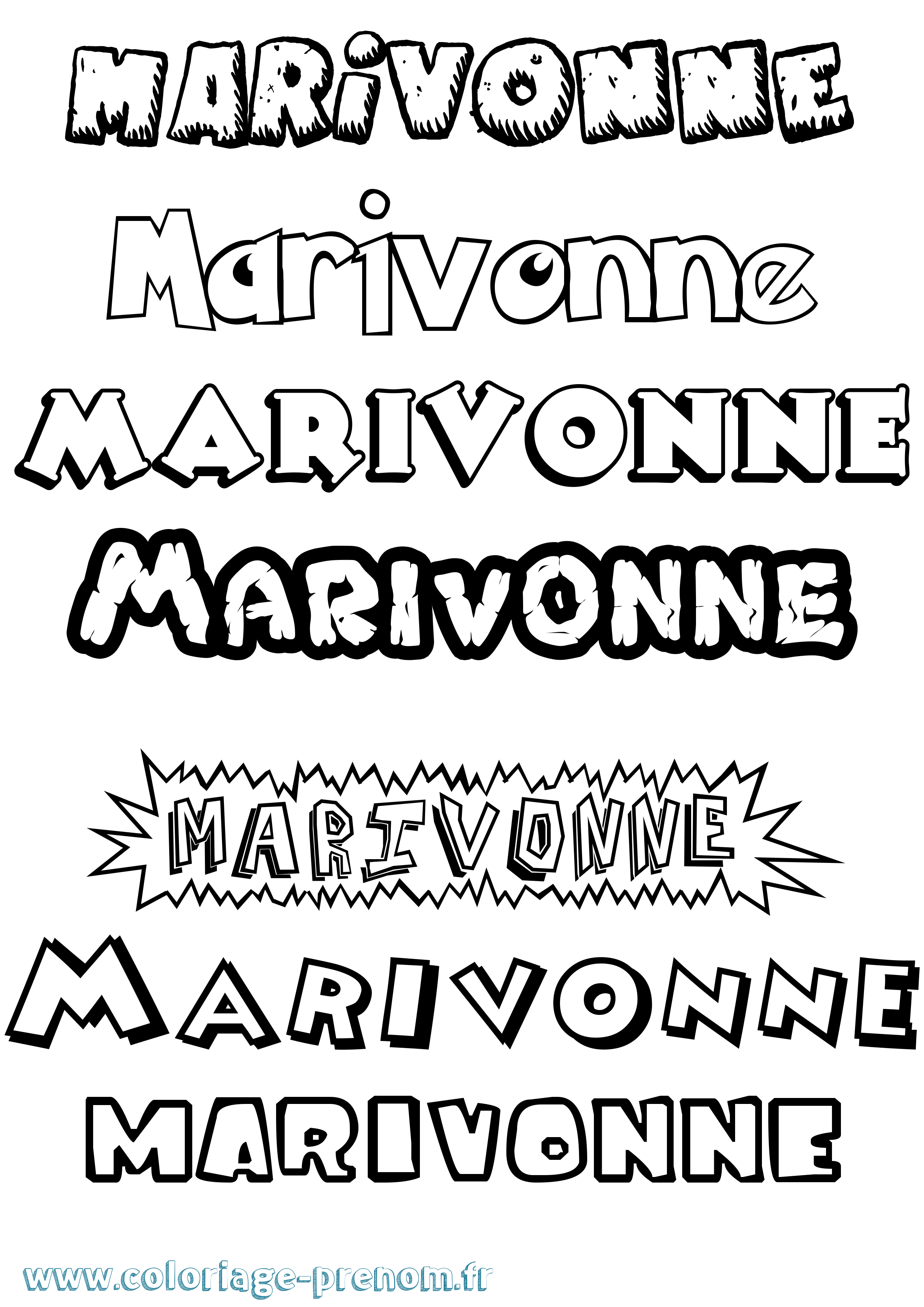 Coloriage prénom Marivonne Dessin Animé