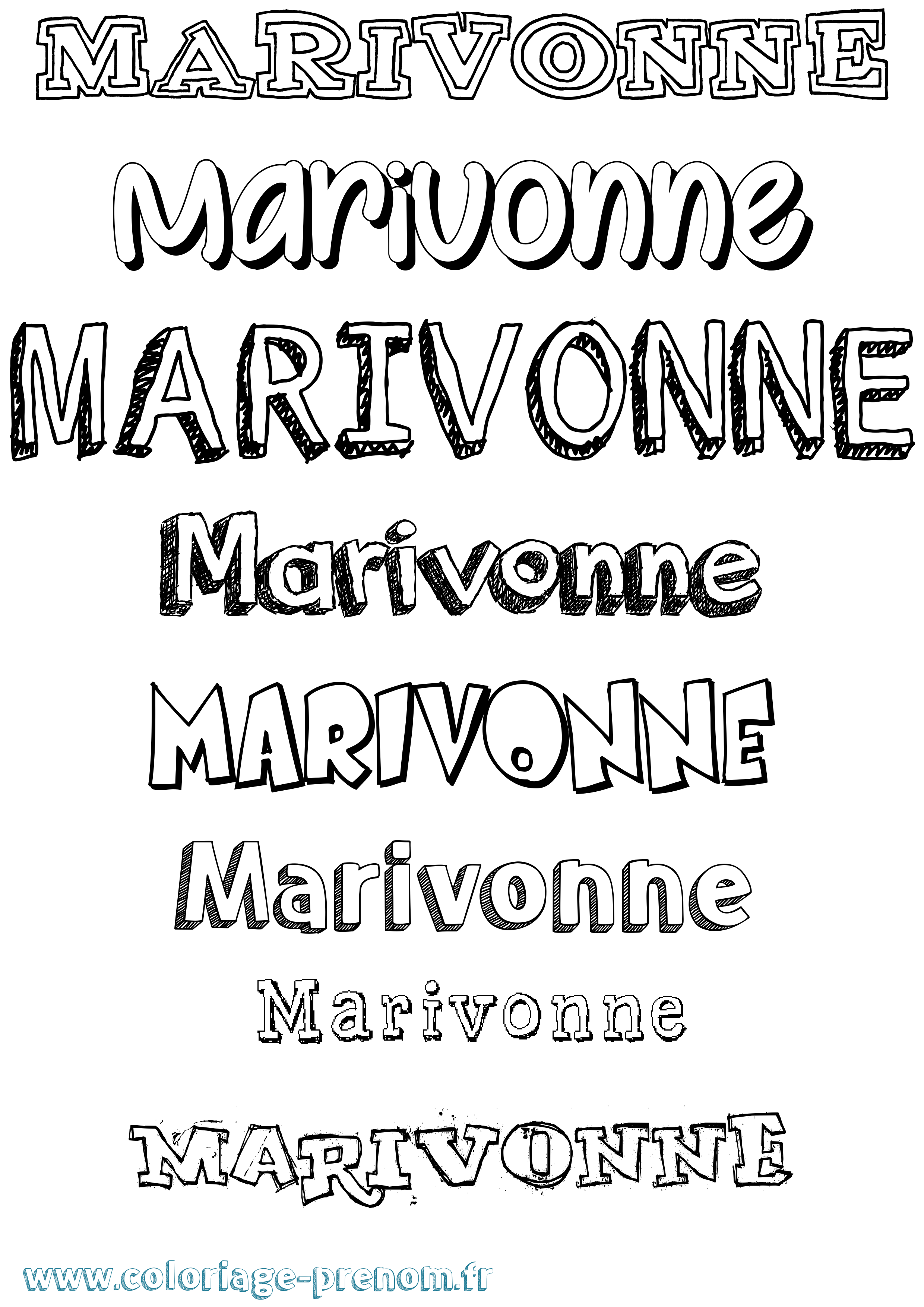 Coloriage prénom Marivonne Dessiné